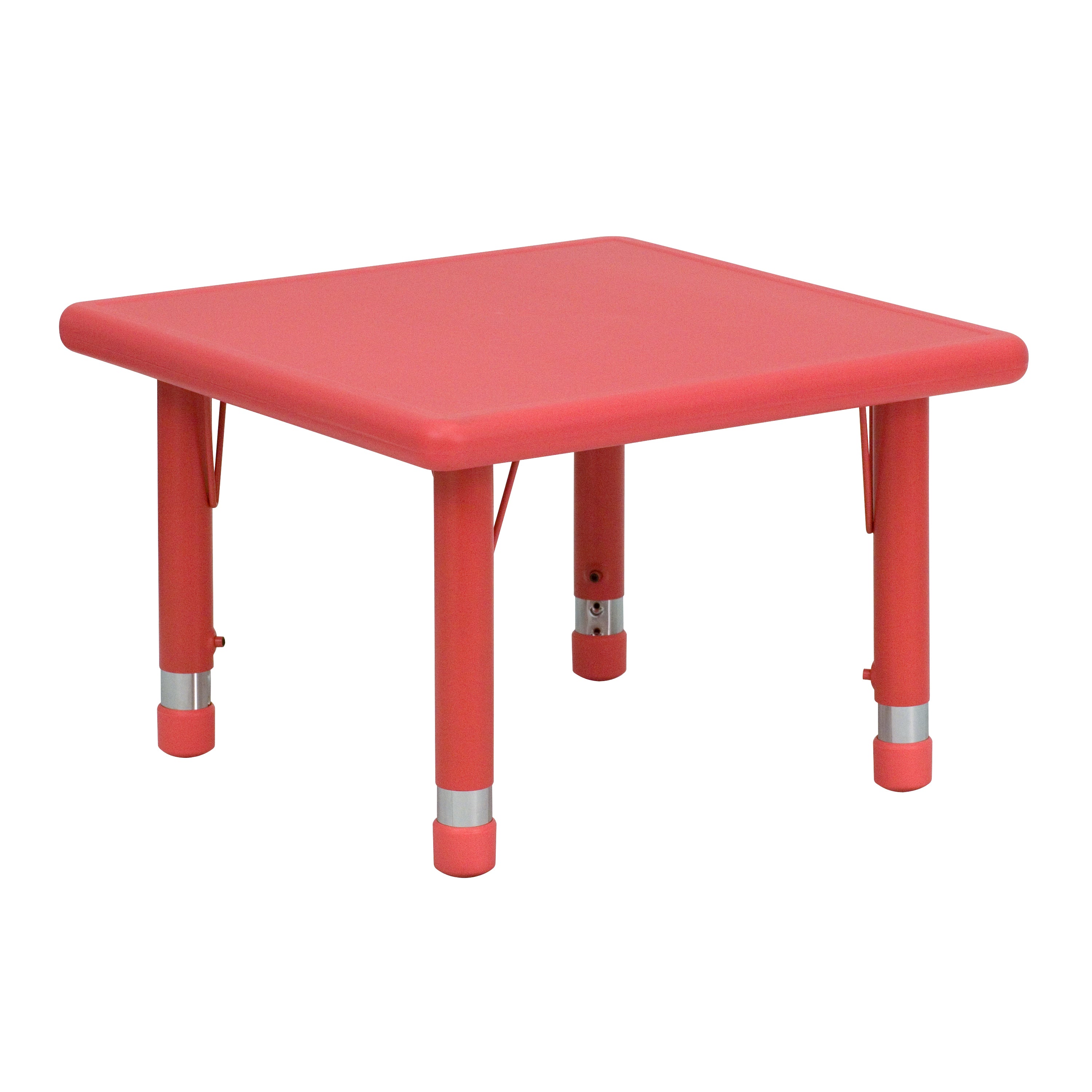 Wren 24'' Square Red Plastic Height Adjustable Activity Table