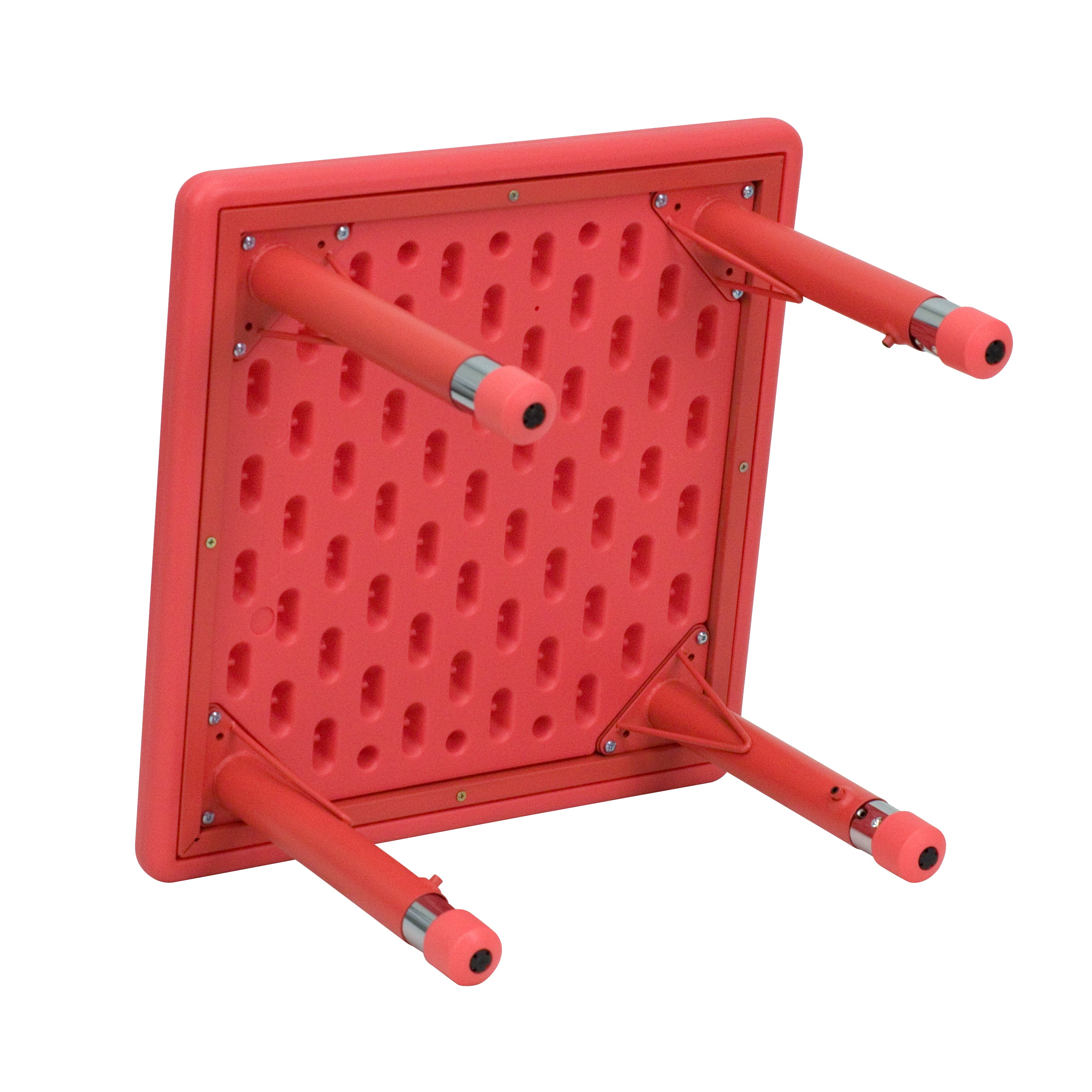 Wren 24'' Square Red Plastic Height Adjustable Activity Table