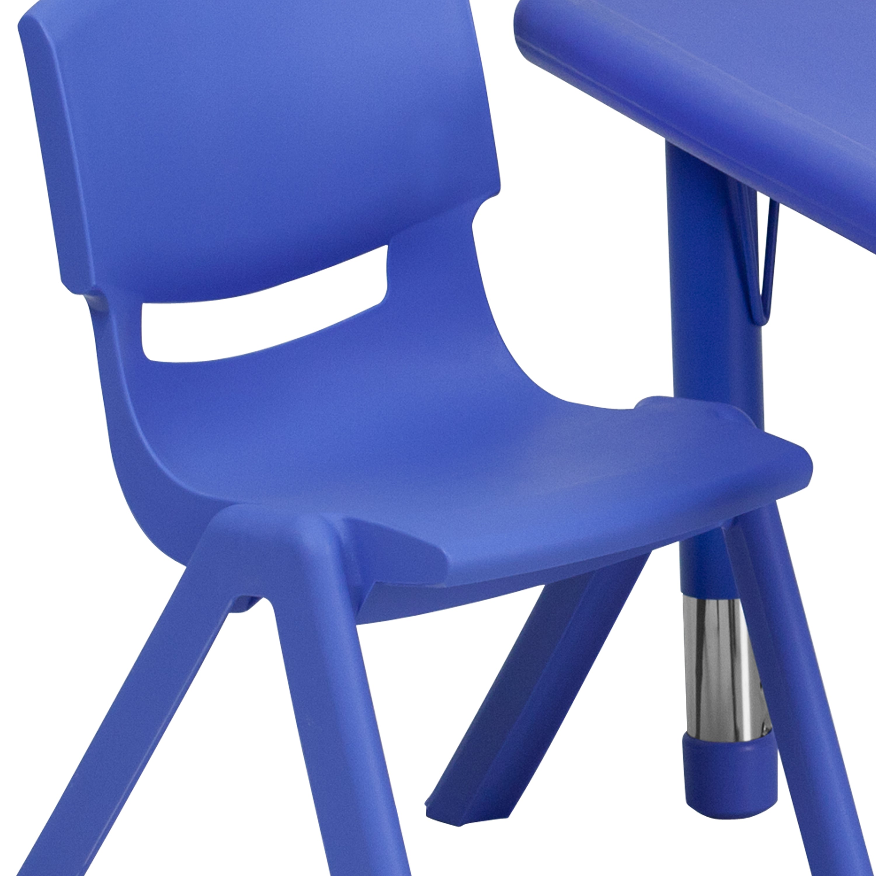 Emmy 24'' Square Blue Plastic Height Adjustable Activity Table Set with 2 Chairs