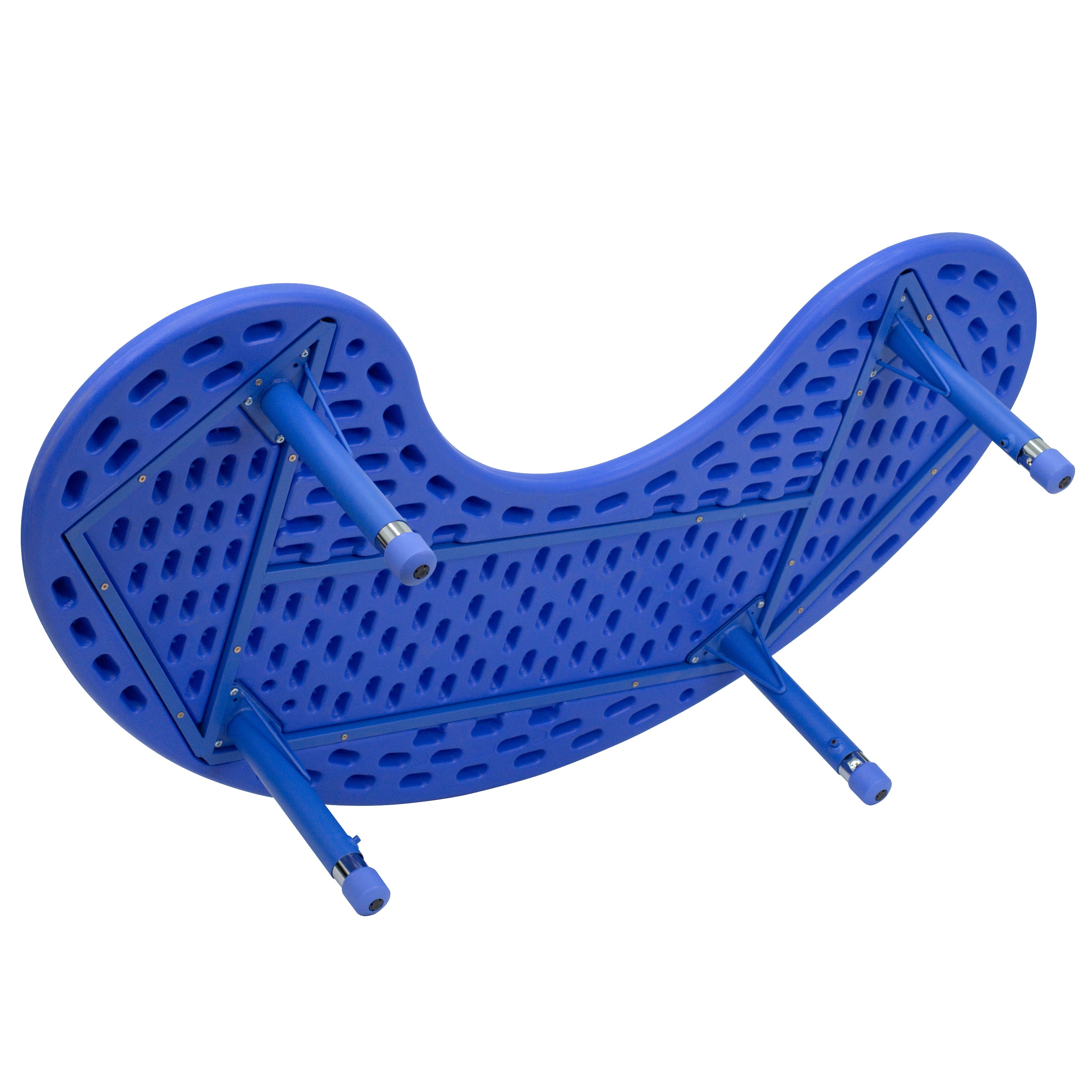 Wren 35''W x 65''L Half-Moon Blue Plastic Height Adjustable Activity Table