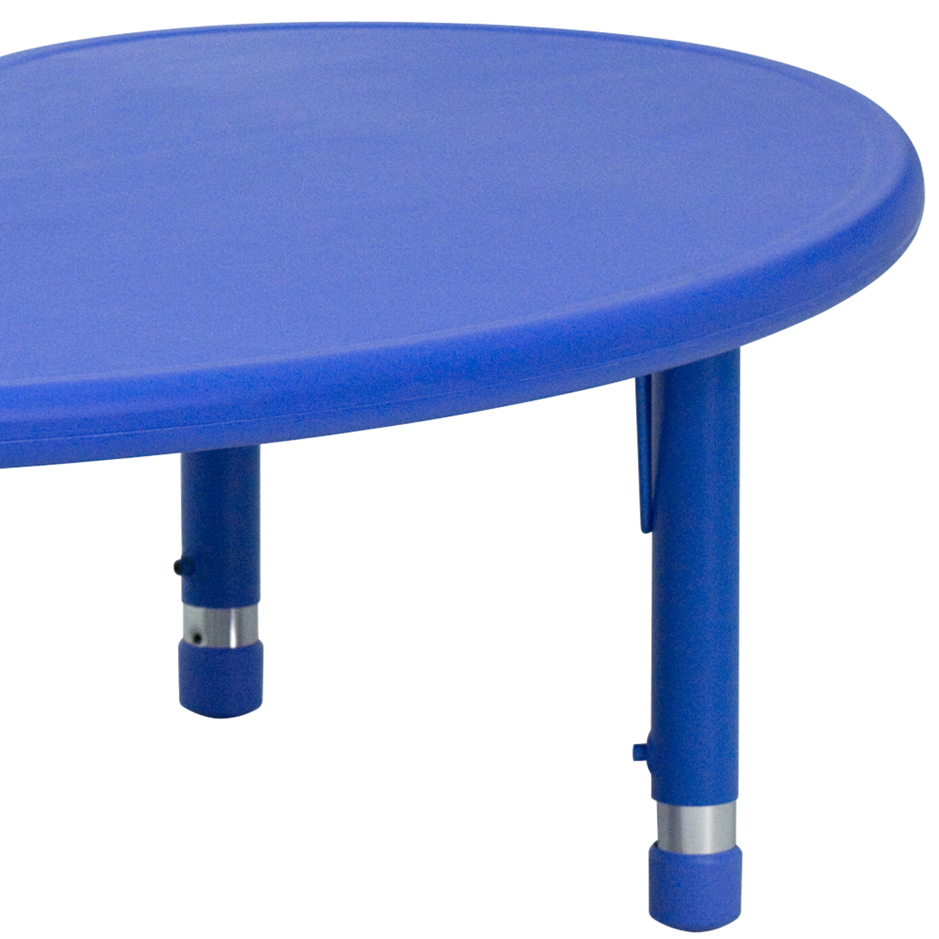 Wren 35''W x 65''L Half-Moon Blue Plastic Height Adjustable Activity Table