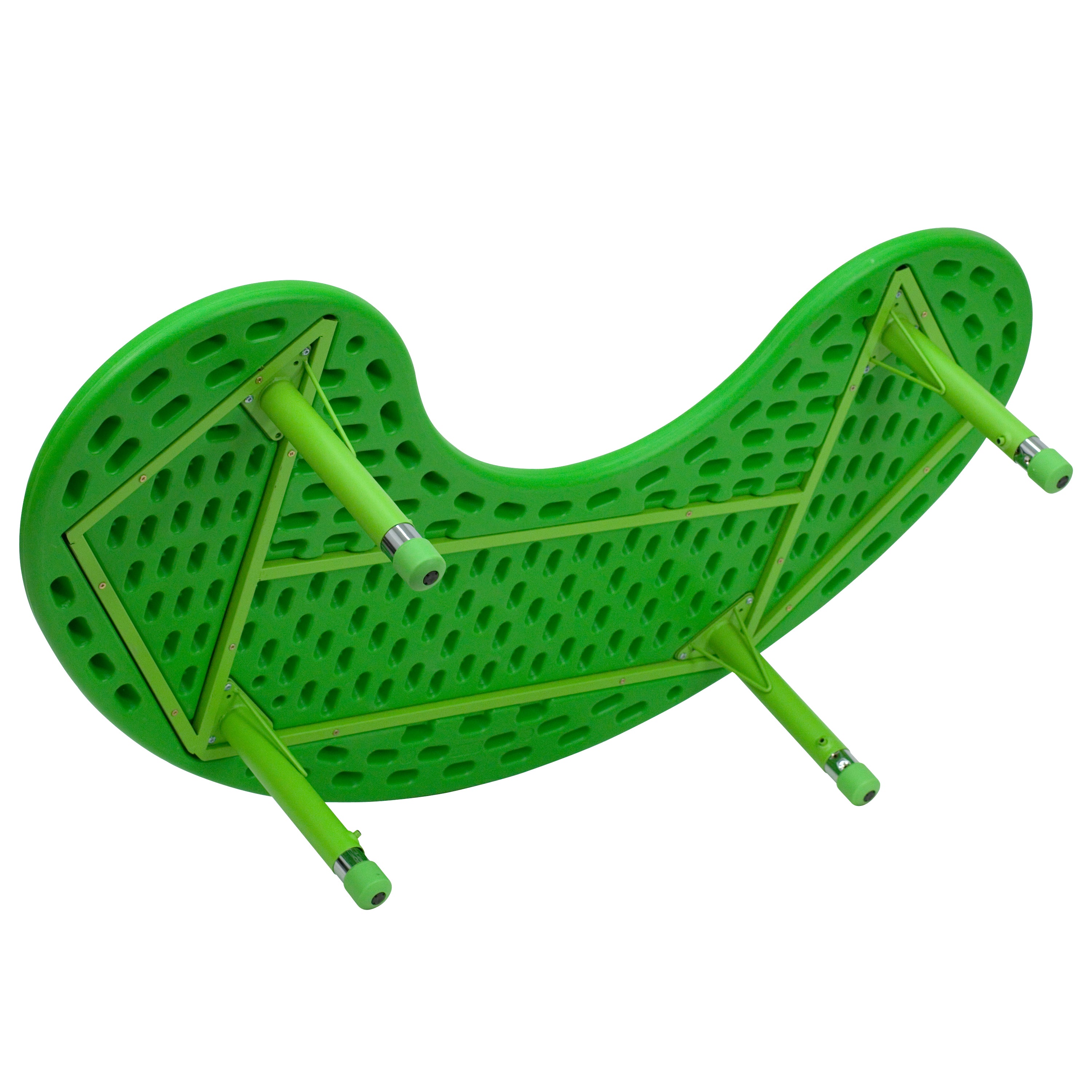Wren 35''W x 65''L Half-Moon Green Plastic Height Adjustable Activity Table