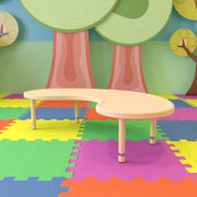 Wren 35"W x 65"L Half-Moon Natural Plastic Height Adjustable Activity Table