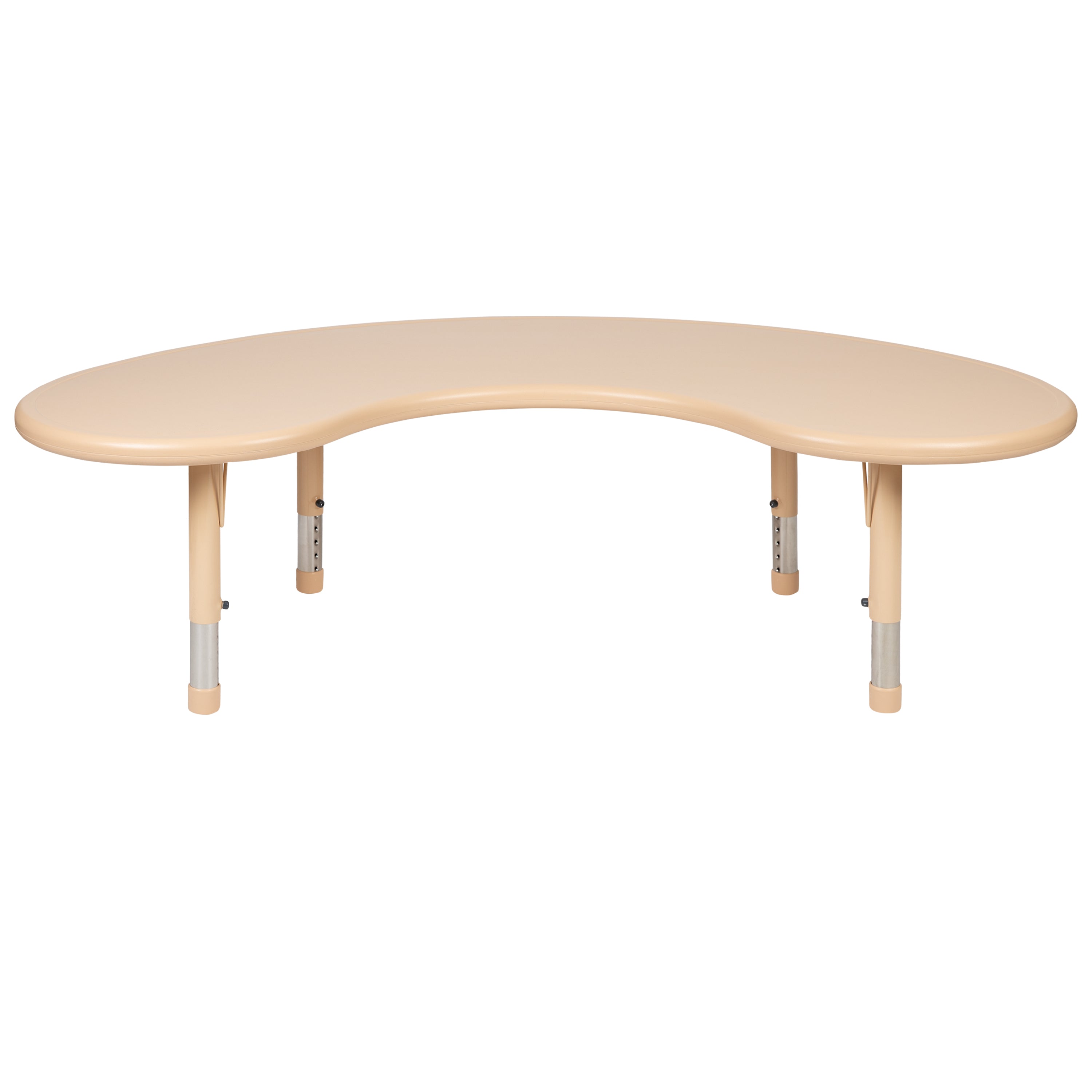 Wren 35"W x 65"L Half-Moon Natural Plastic Height Adjustable Activity Table