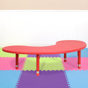 Wren 35''W x 65''L Half-Moon Red Plastic Height Adjustable Activity Table