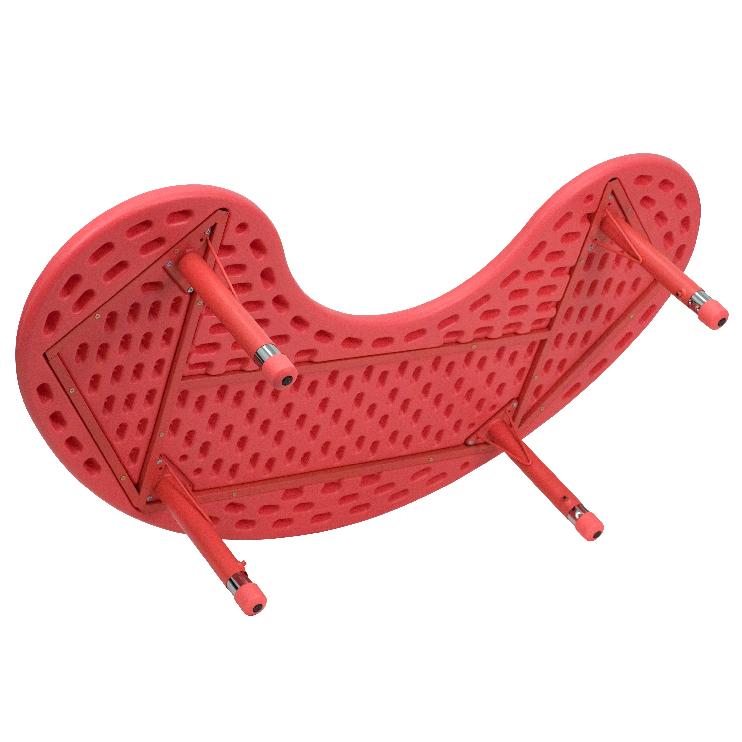 Wren 35''W x 65''L Half-Moon Red Plastic Height Adjustable Activity Table