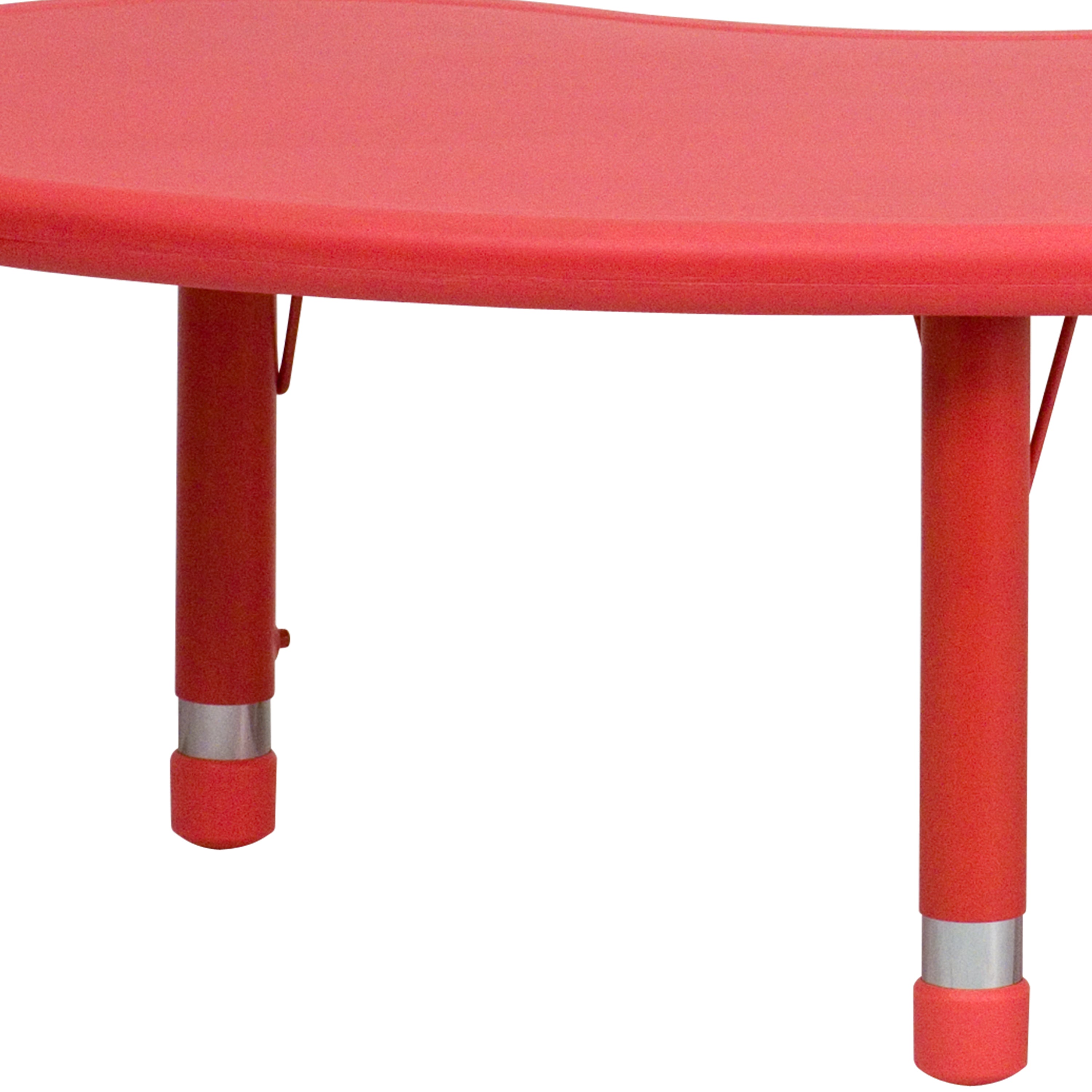 Wren 35''W x 65''L Half-Moon Red Plastic Height Adjustable Activity Table