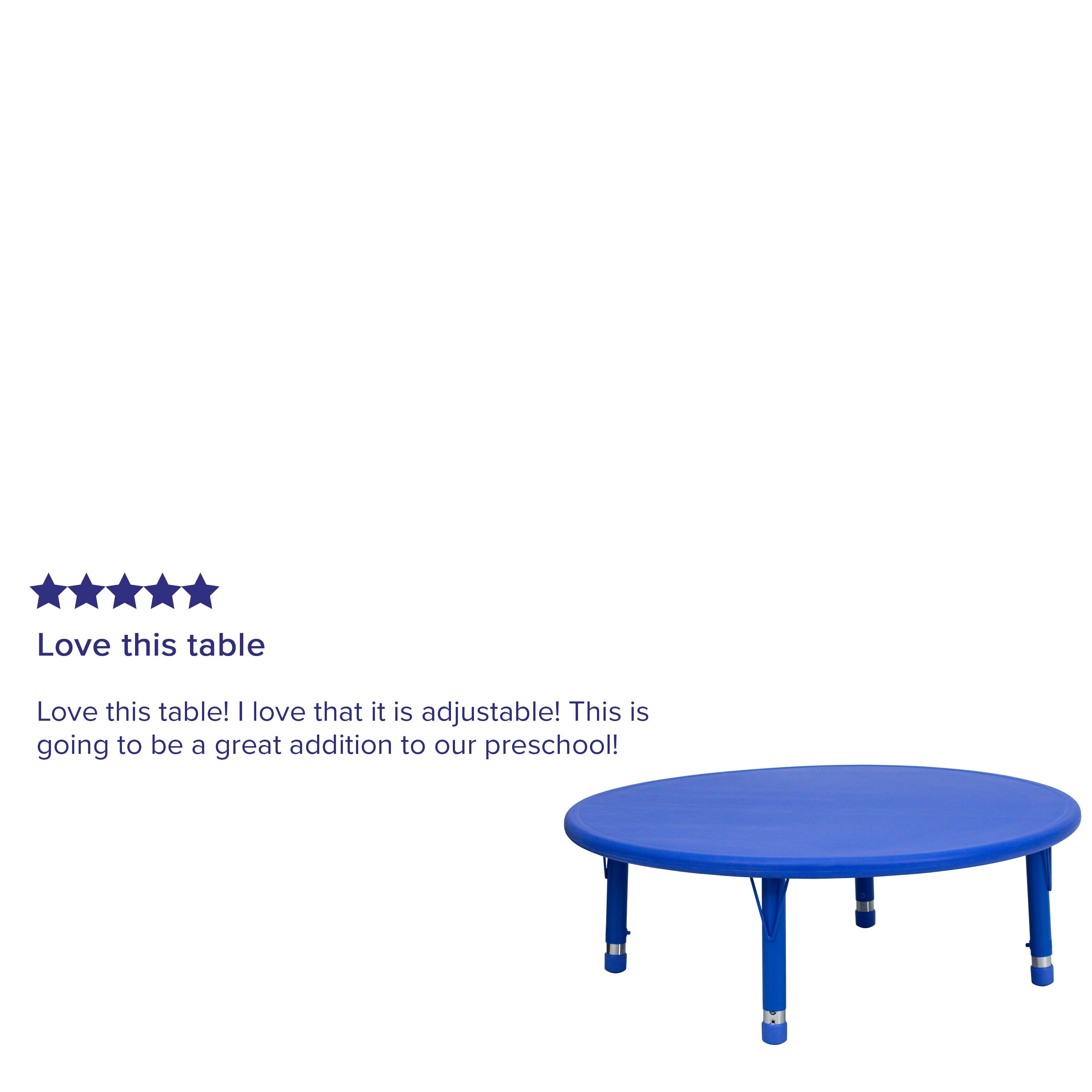 Wren 45'' Round Blue Plastic Height Adjustable Activity Table