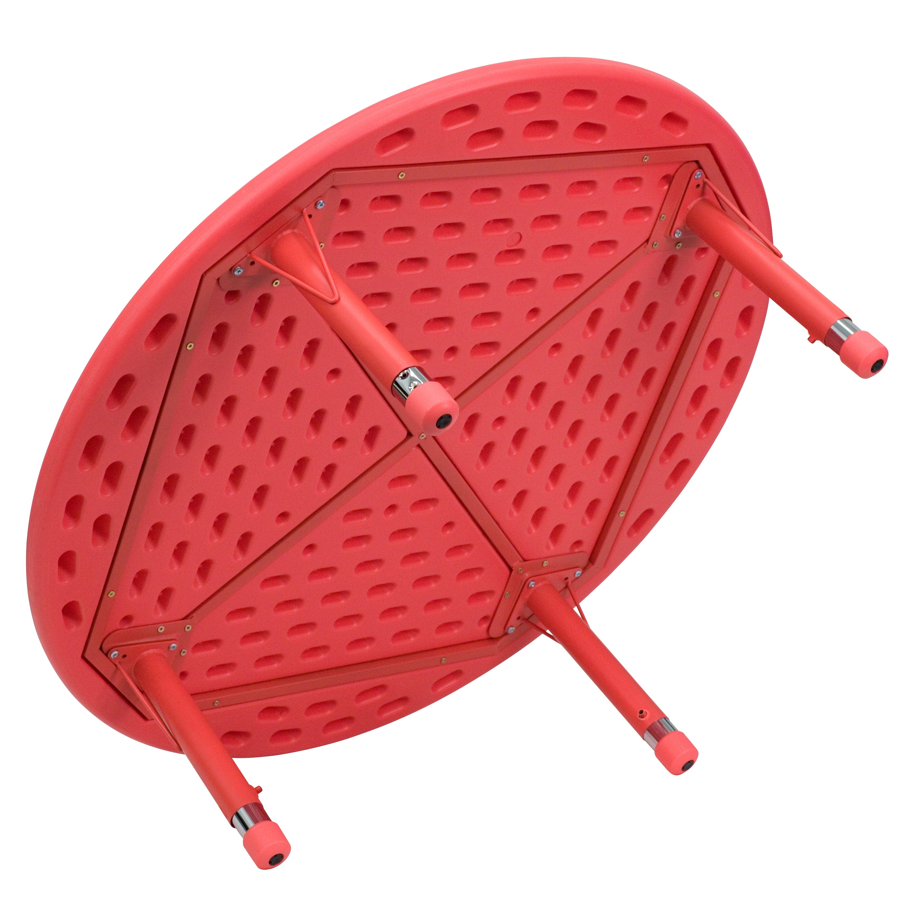 Wren 45'' Round Red Plastic Height Adjustable Activity Table