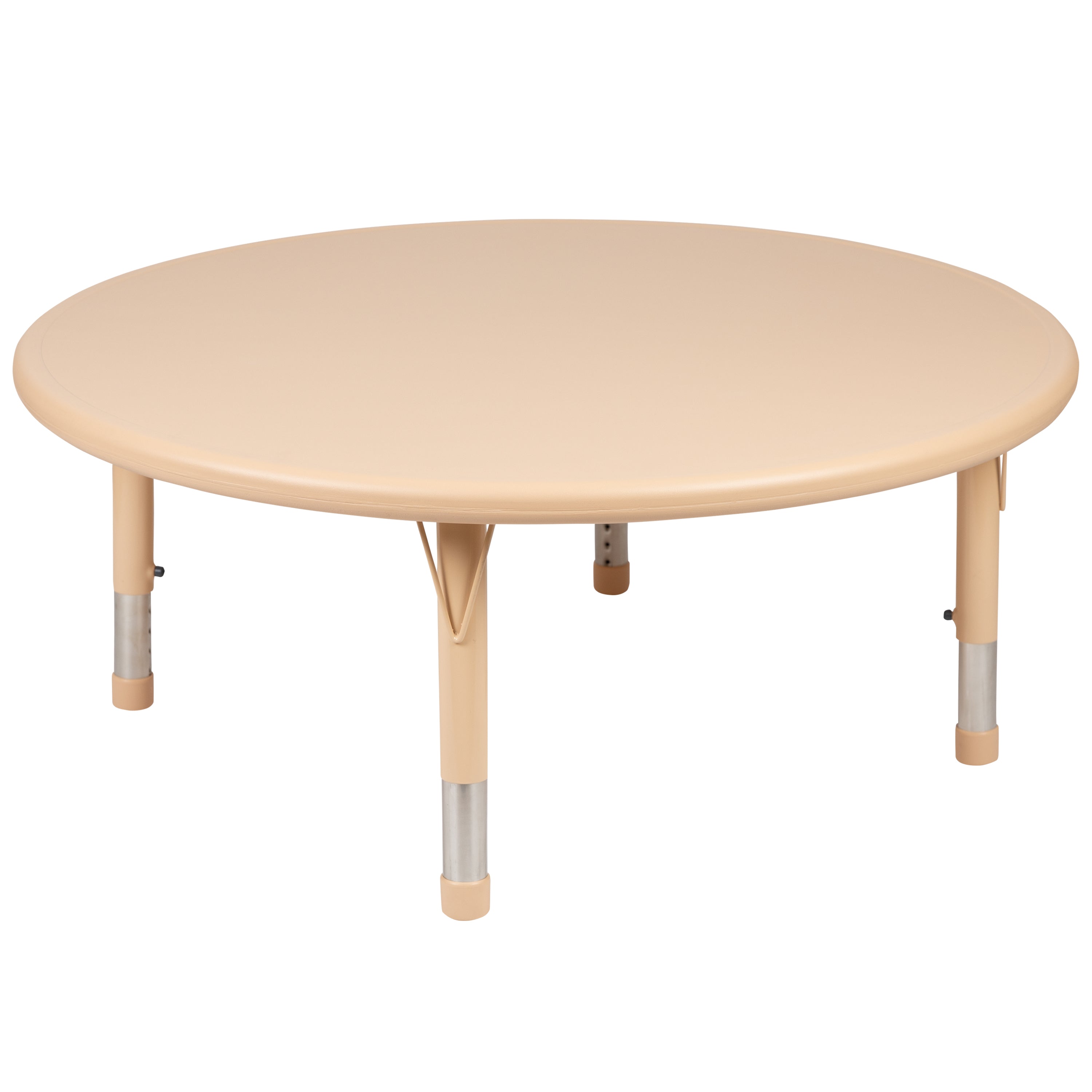 Emmy 45" Round Natural Plastic Height Adjustable Activity Table Set with 2 Chairs