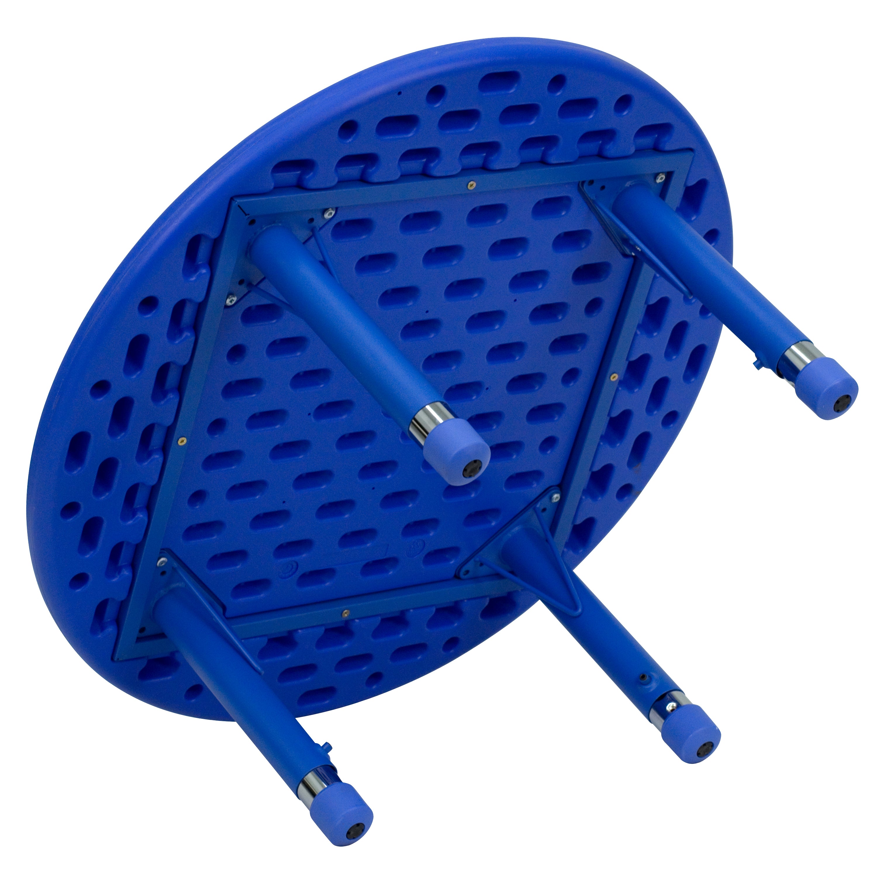 Wren 33'' Round Blue Plastic Height Adjustable Activity Table