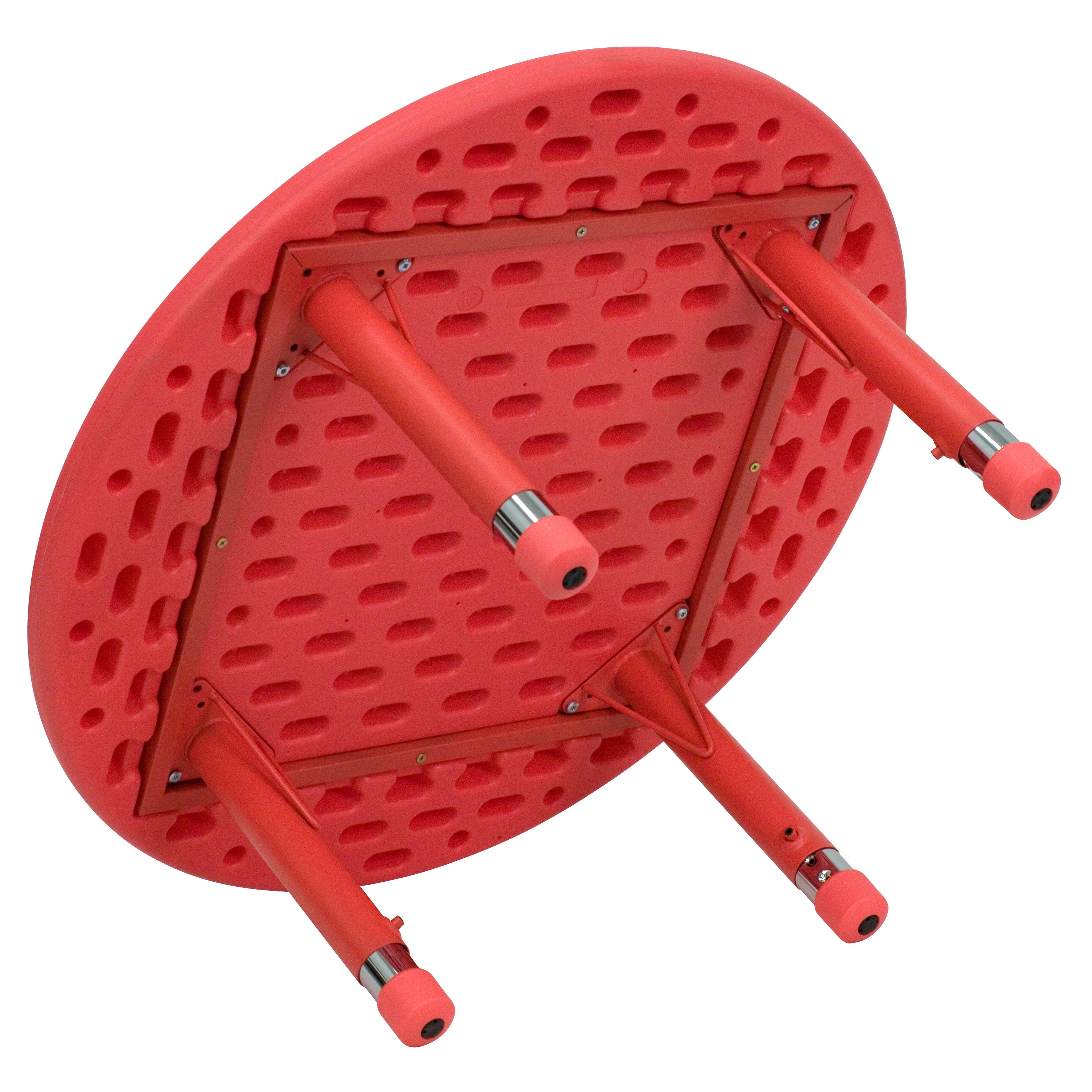 Wren 33'' Round Red Plastic Height Adjustable Activity Table