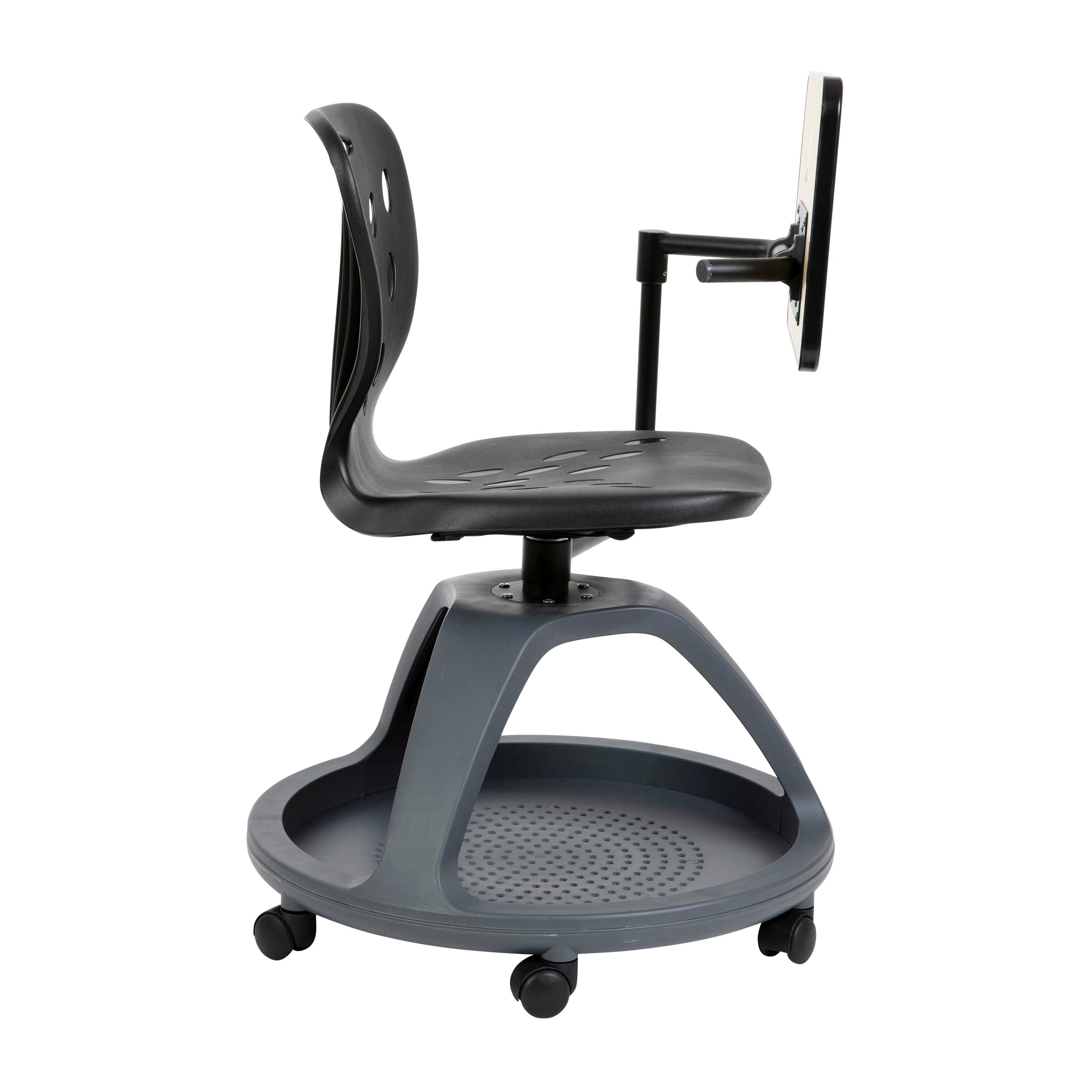 Laikyn Black Mobile Desk Chair with 360 Degree Tablet Rotation and Under Seat Storage Cubby