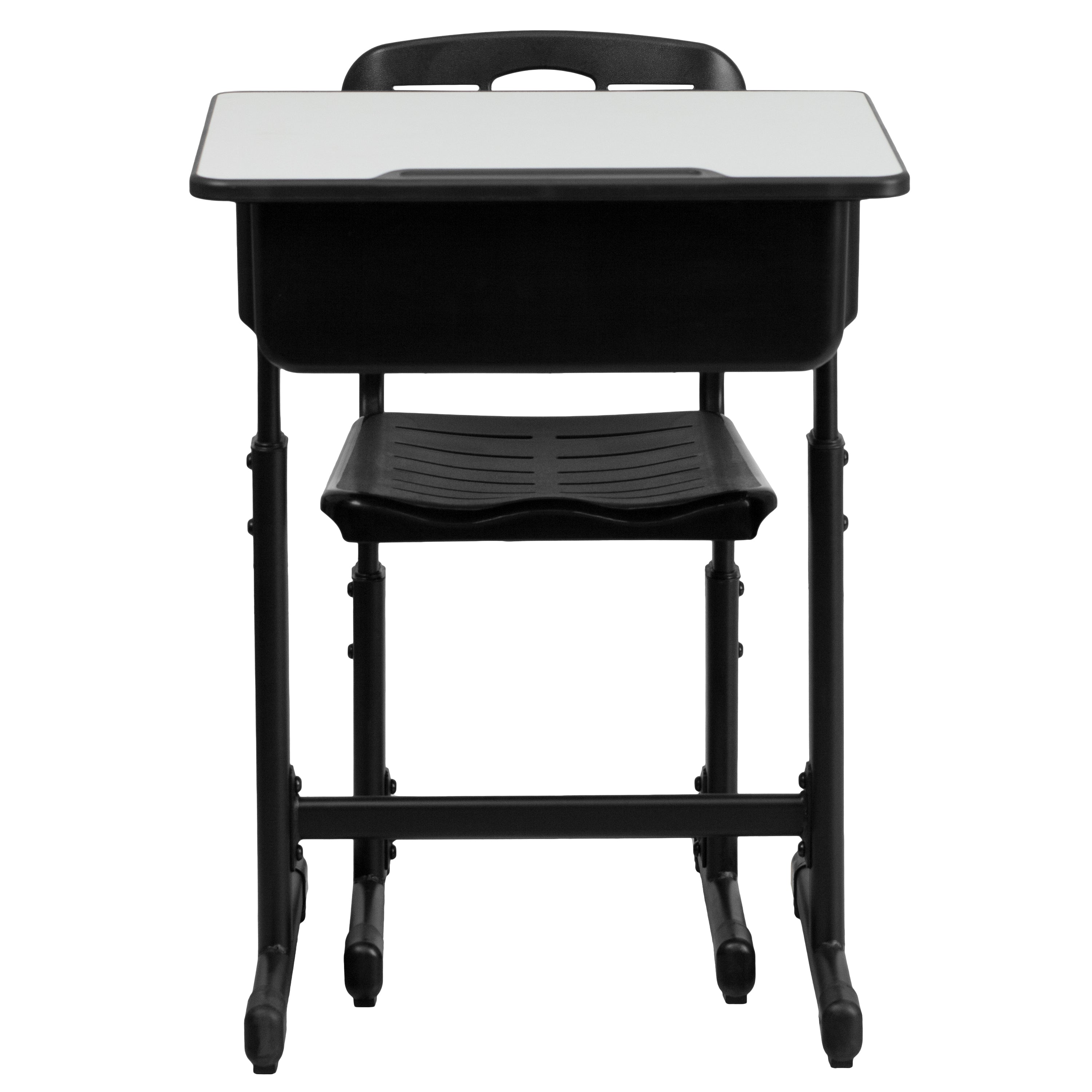 Nila Adjustable Height Student Desk and Chair with Black Pedestal Frame