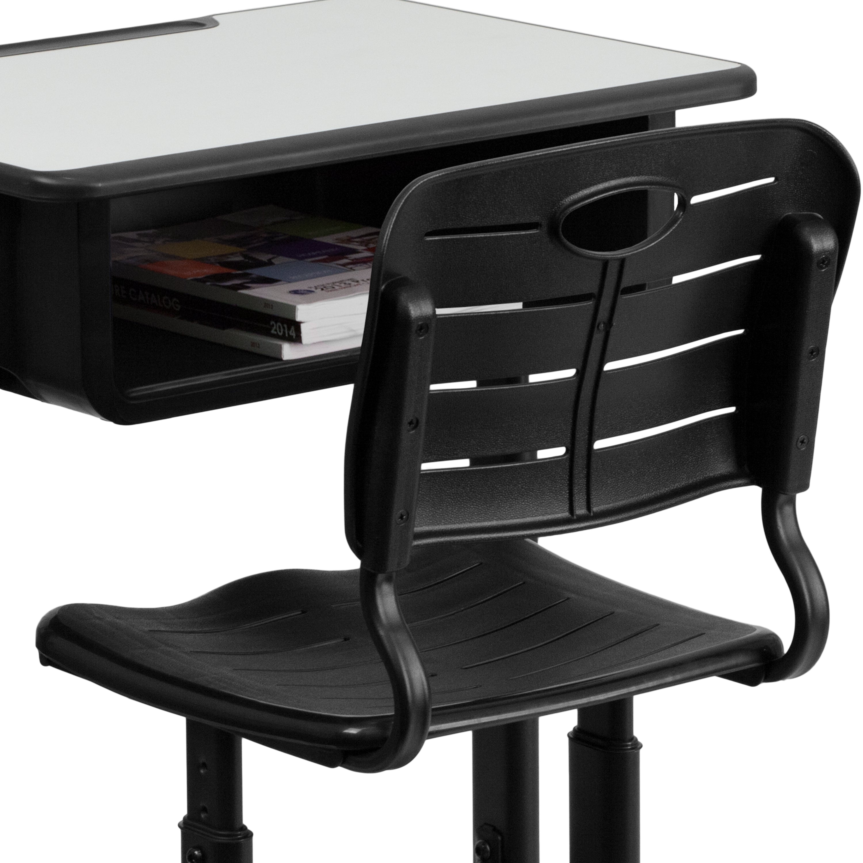 Nila Adjustable Height Student Desk and Chair with Black Pedestal Frame
