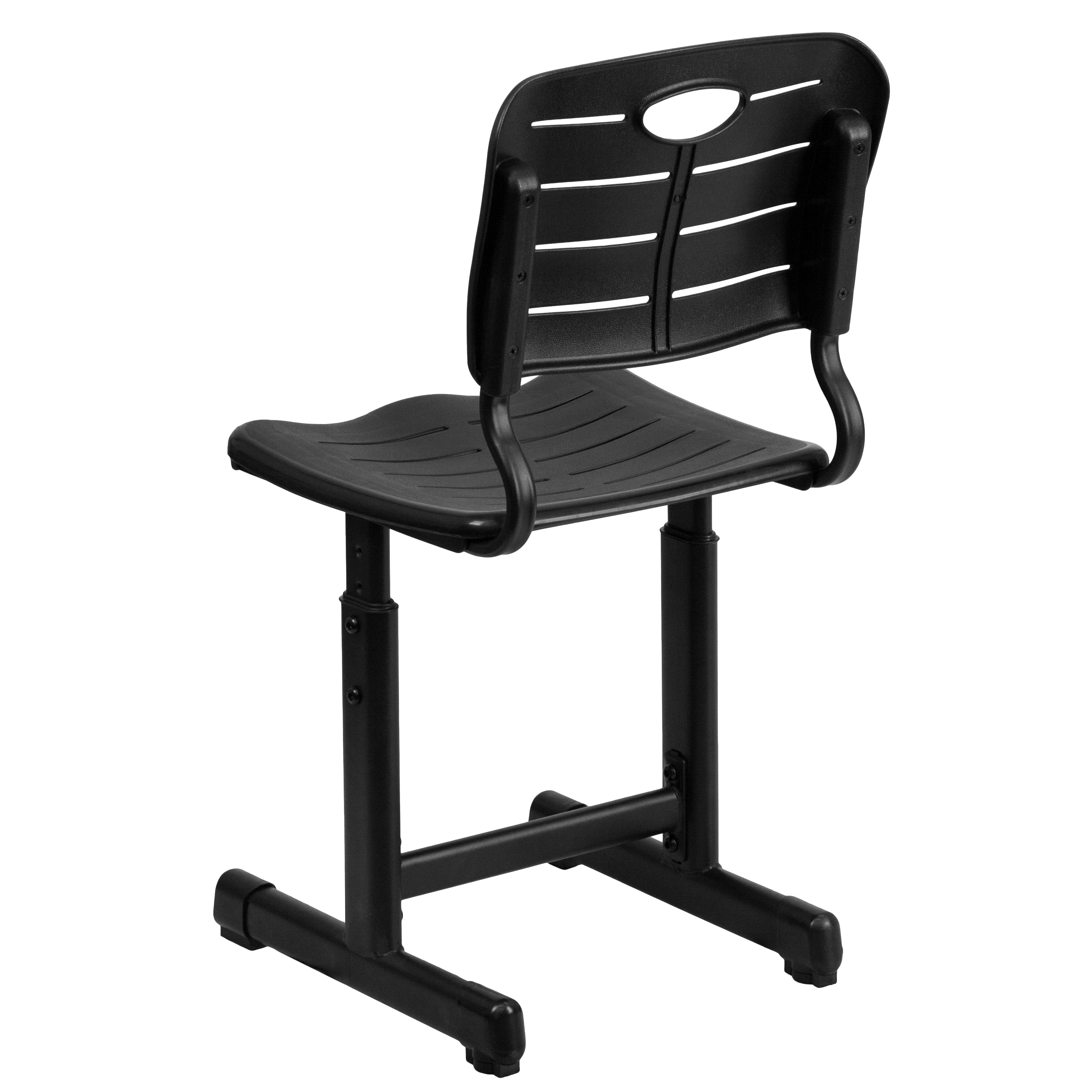 Nila Adjustable Height Black Student Chair with Black Pedestal Frame for School, Classroom, Remote Learning