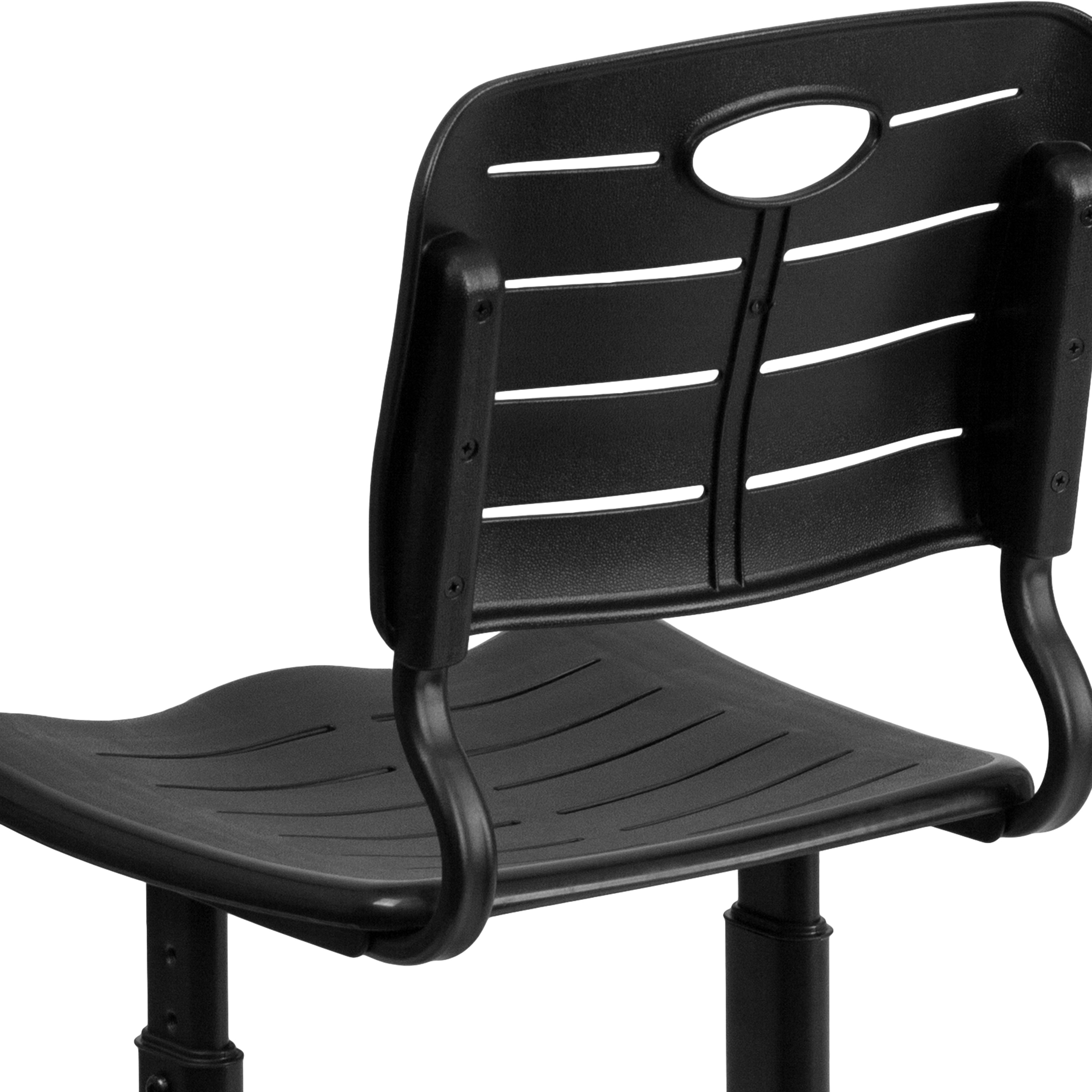 Nila Adjustable Height Black Student Chair with Black Pedestal Frame for School, Classroom, Remote Learning