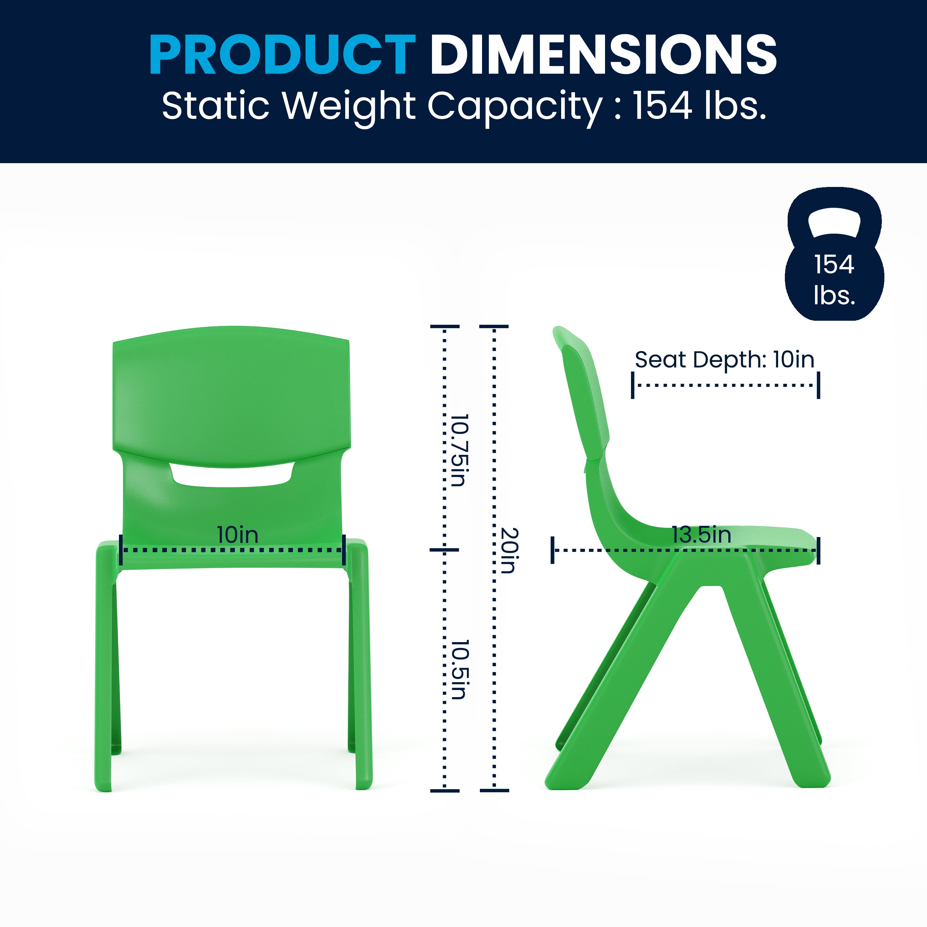 Emmy Adjustable Kids Activity Table Set – 23.6" x 47.25" Green/Gray Plastic Table with 6 Green Chairs – Classroom & Daycare Table for Toddlers & Kids