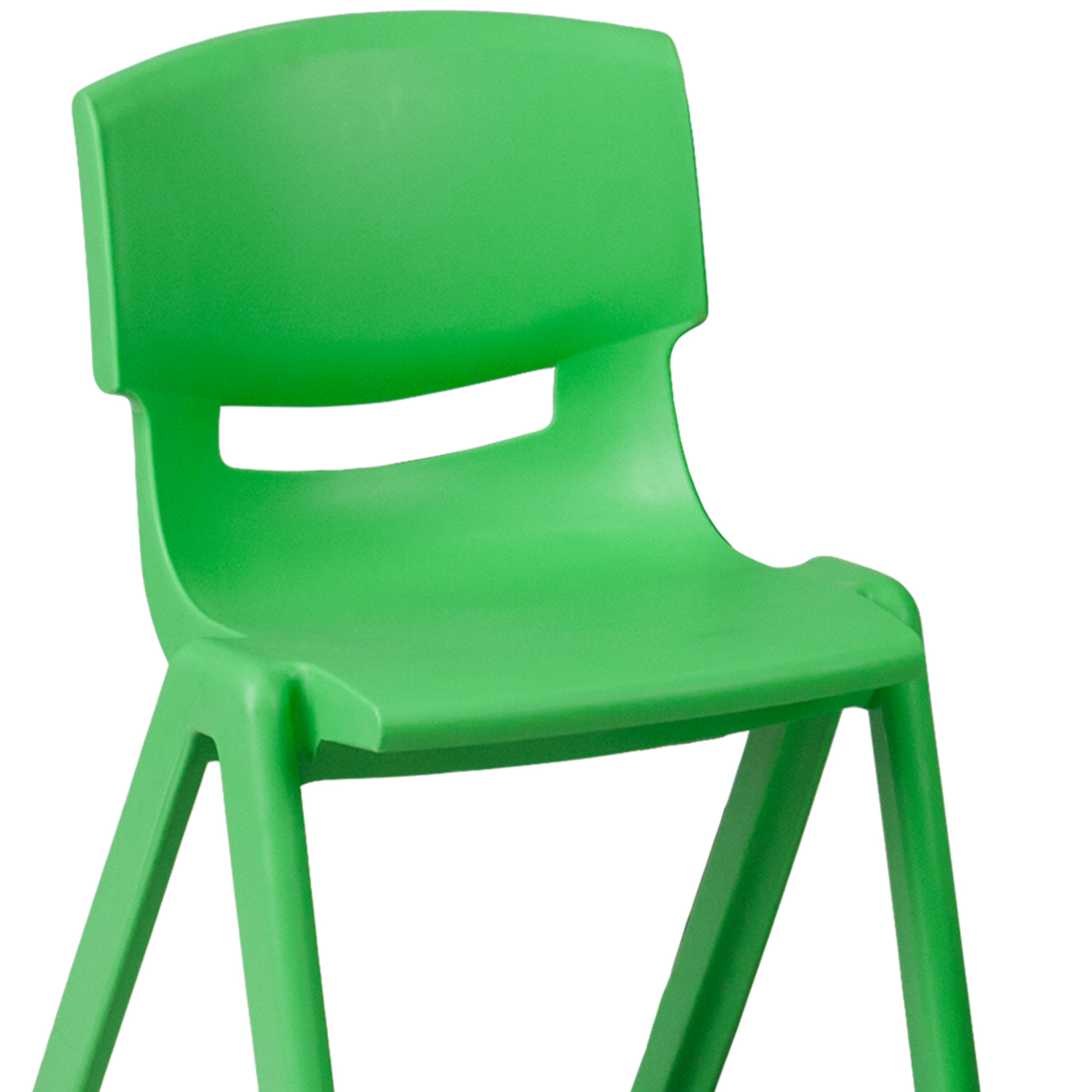 Emmy Adjustable Kids Activity Table Set – 23.6" x 47.25" Green/Gray Plastic Table with 6 Green Chairs – Classroom & Daycare Table for Toddlers & Kids
