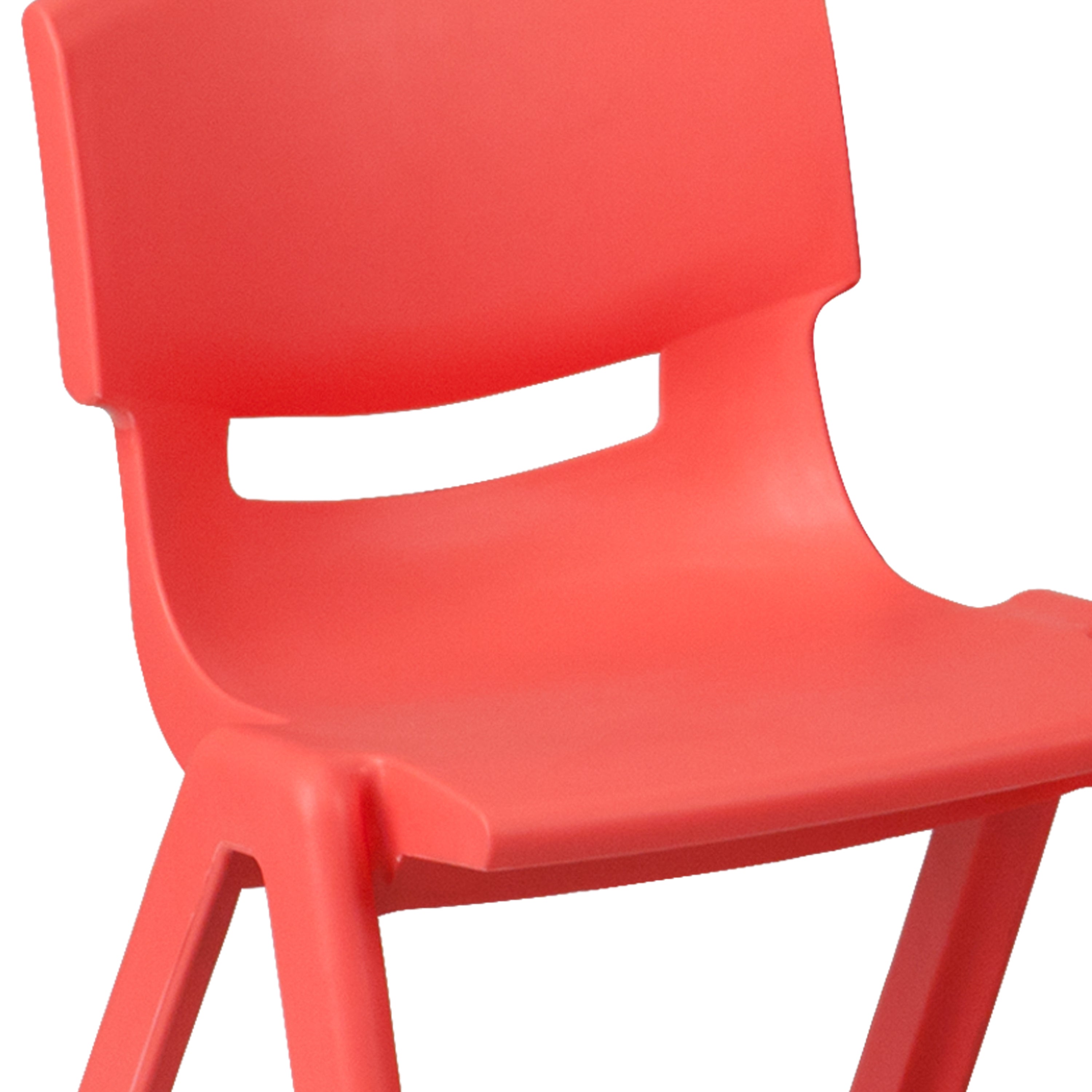Emmy Adjustable Kids Activity Table Set – 23.6" x 47.25" Red/Gray Plastic Table with 6 Red Chairs – Classroom & Daycare Table for Toddlers & Kids