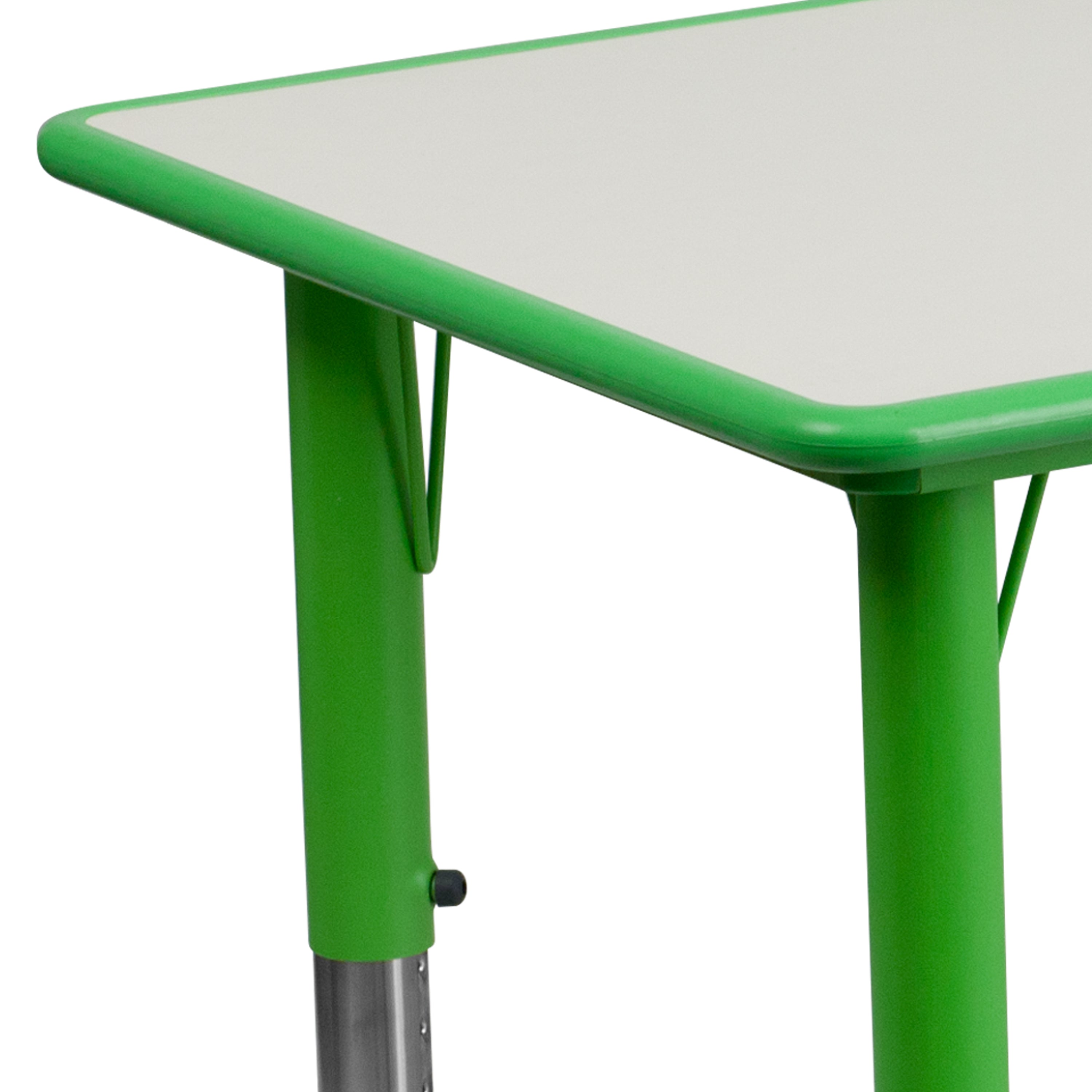 Wren Adjustable Height Kids Activity Table, Green/Gray Plastic, 23.6"W x 47.25"L, Rectangular, Table Only