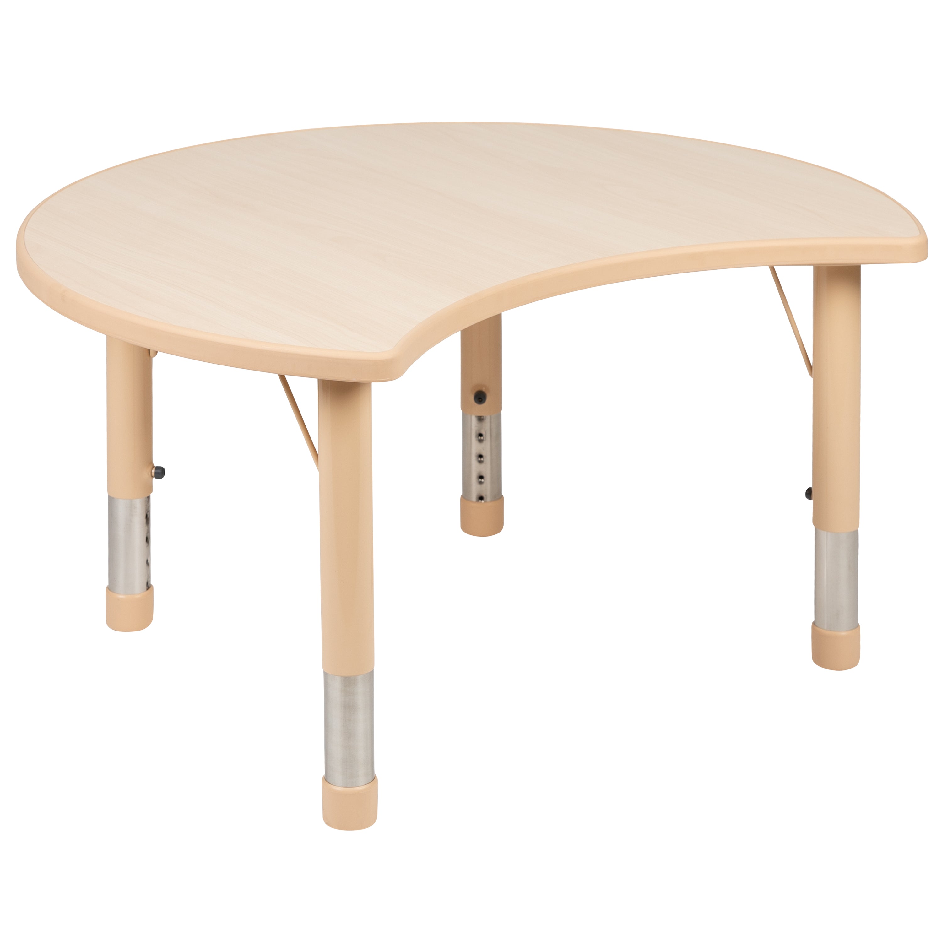 Emmy 25.125"W x 35.5"L Crescent Natural Plastic Height Adjustable Activity Table Set with 2 Chairs