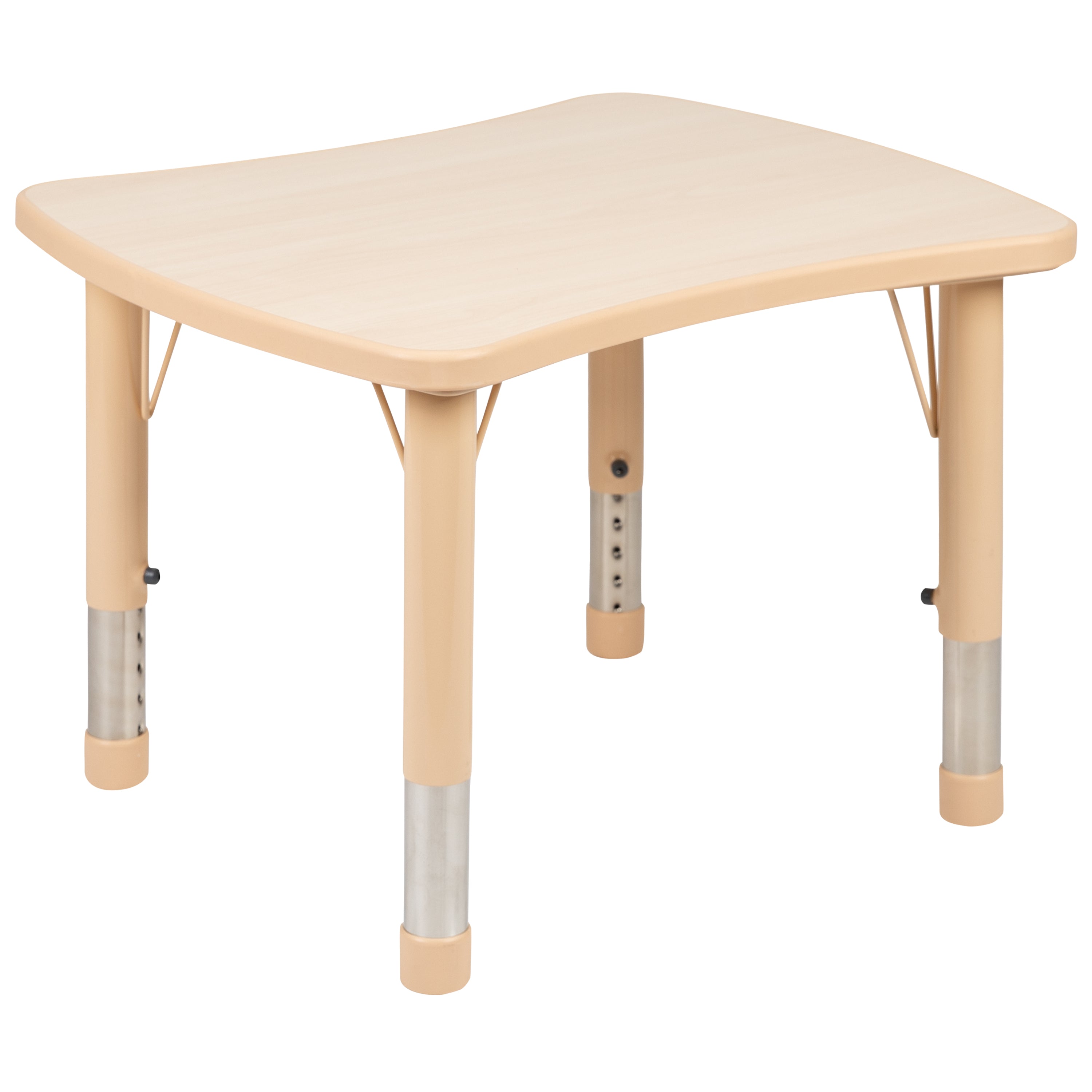 Emmy 21.875"W x 26.625"L Rectangular Natural Plastic Height Adjustable Activity Table Set with 4 Chairs