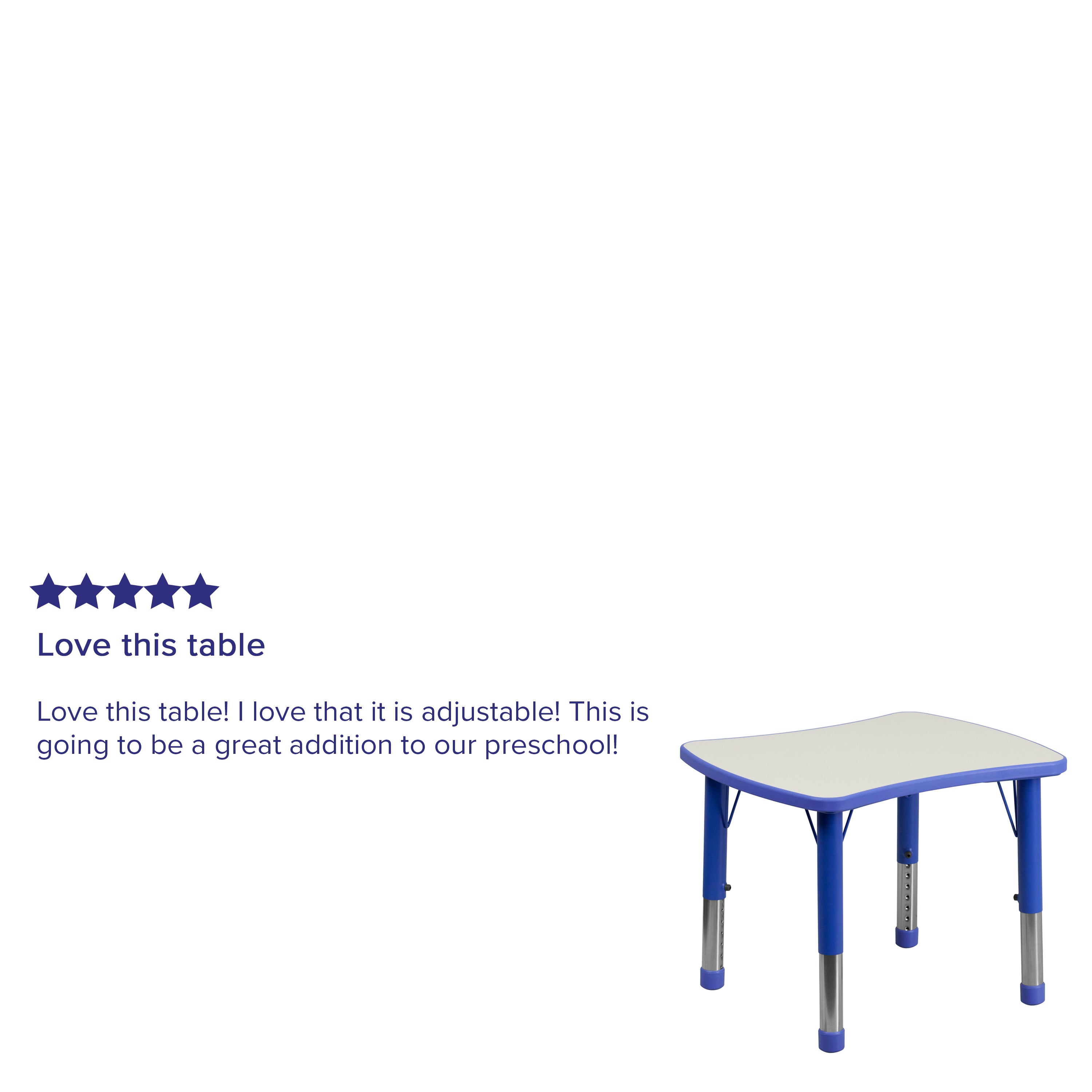 Wren 21.875''W x 26.625''L Rectangular Blue Plastic Height Adjustable Activity Table with Grey Top
