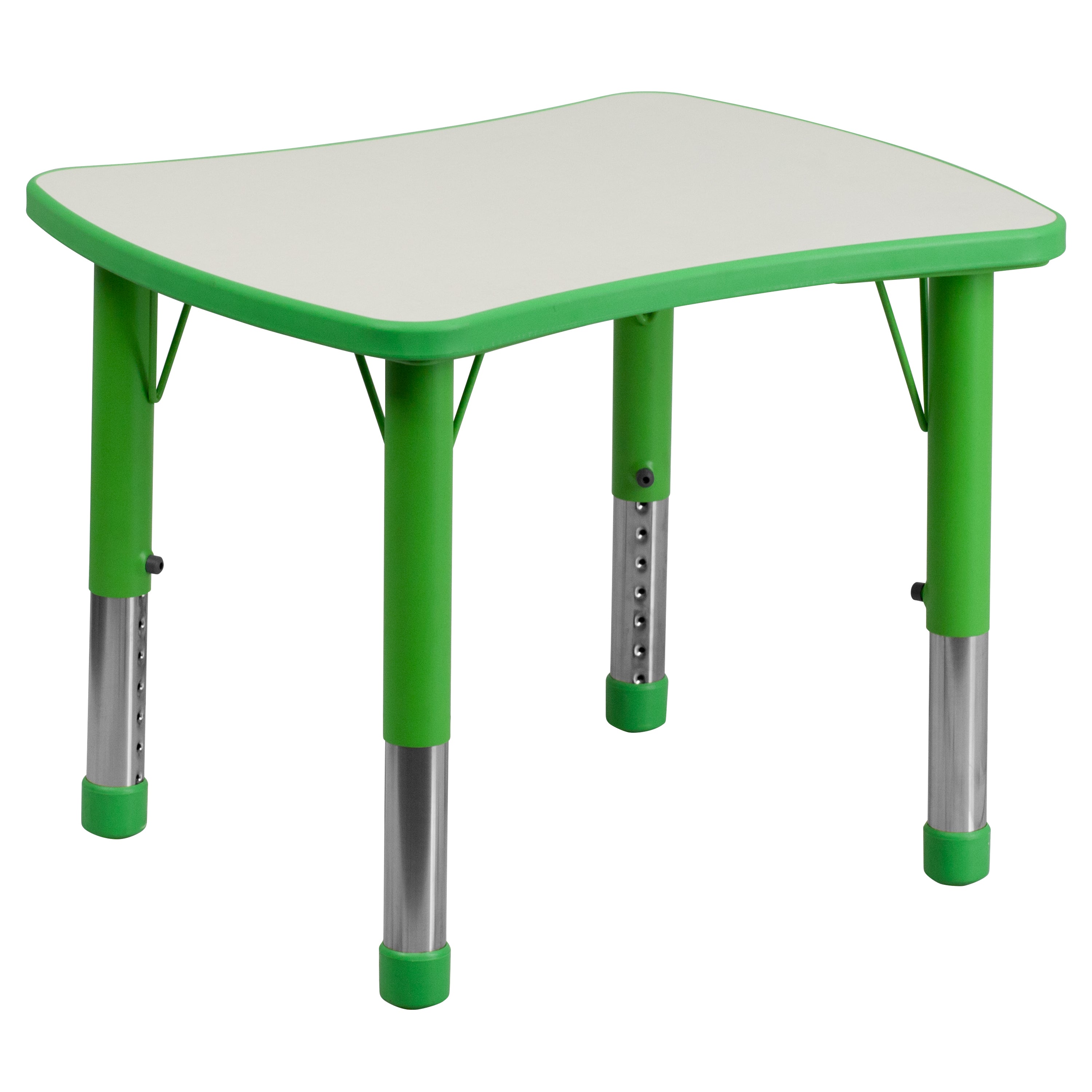 Wren 21.875''W x 26.625''L Rectangular Green Plastic Height Adjustable Activity Table with Grey Top