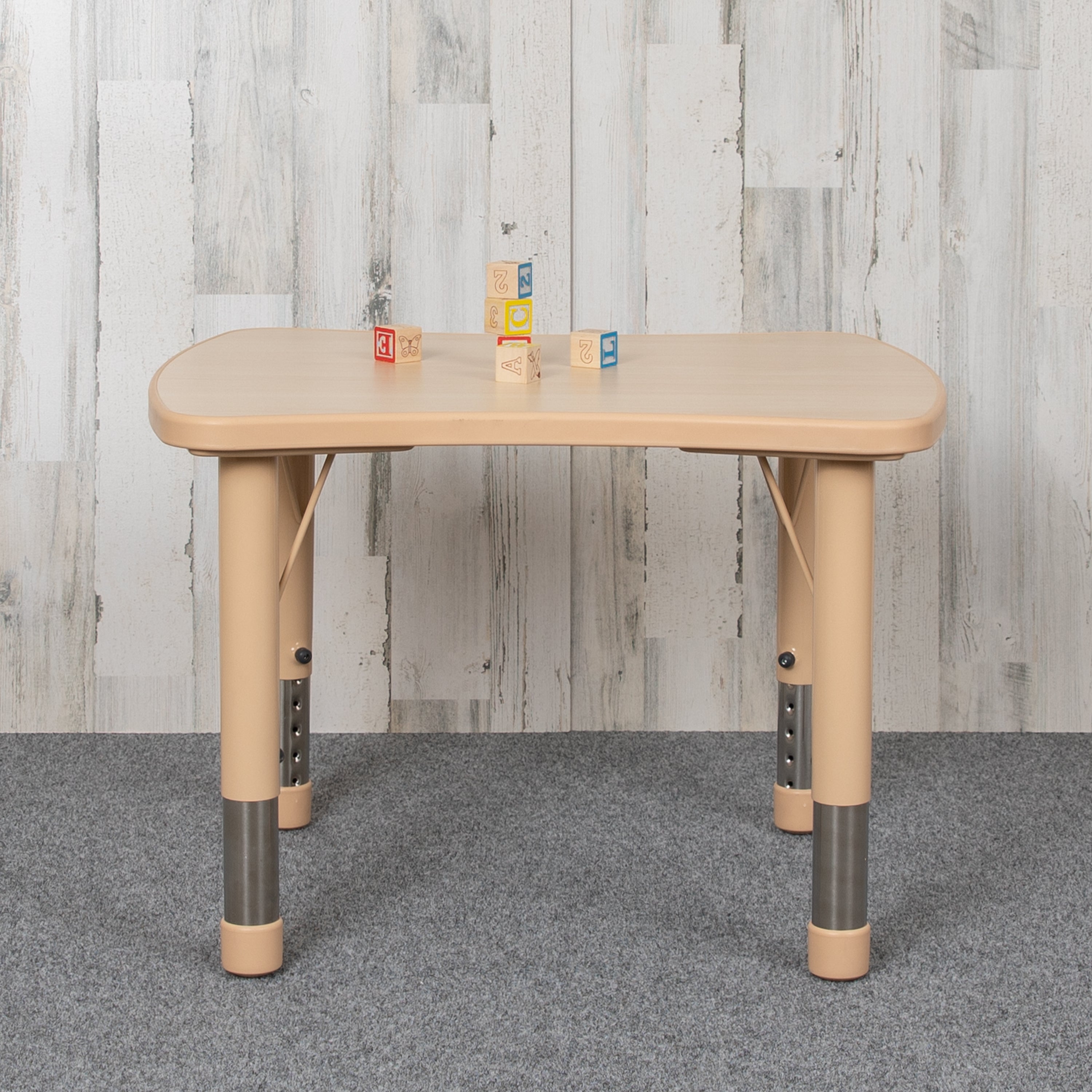 Wren 21.875"W x 26.625"L Rectangular Natural Plastic Height Adjustable Activity Table