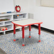 Wren 21.875''W x 26.625''L Rectangular Red Plastic Height Adjustable Activity Table with Grey Top