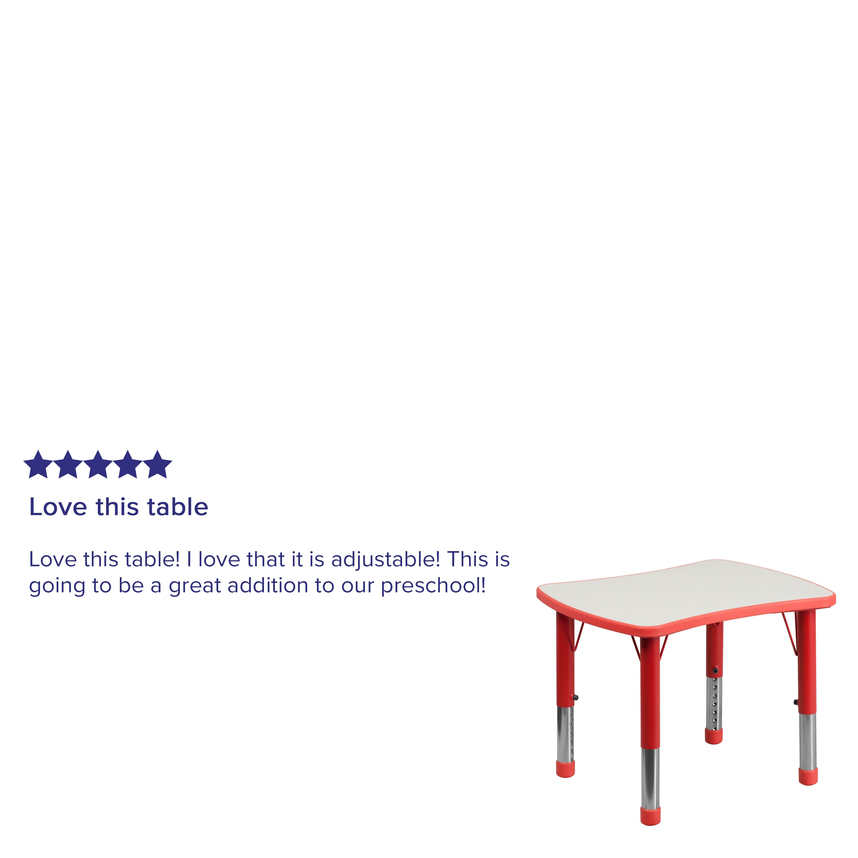 Wren 21.875''W x 26.625''L Rectangular Red Plastic Height Adjustable Activity Table with Grey Top
