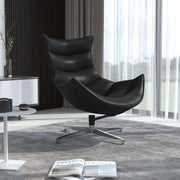 Pasithea Black LeatherSoft Swivel Cocoon Chair