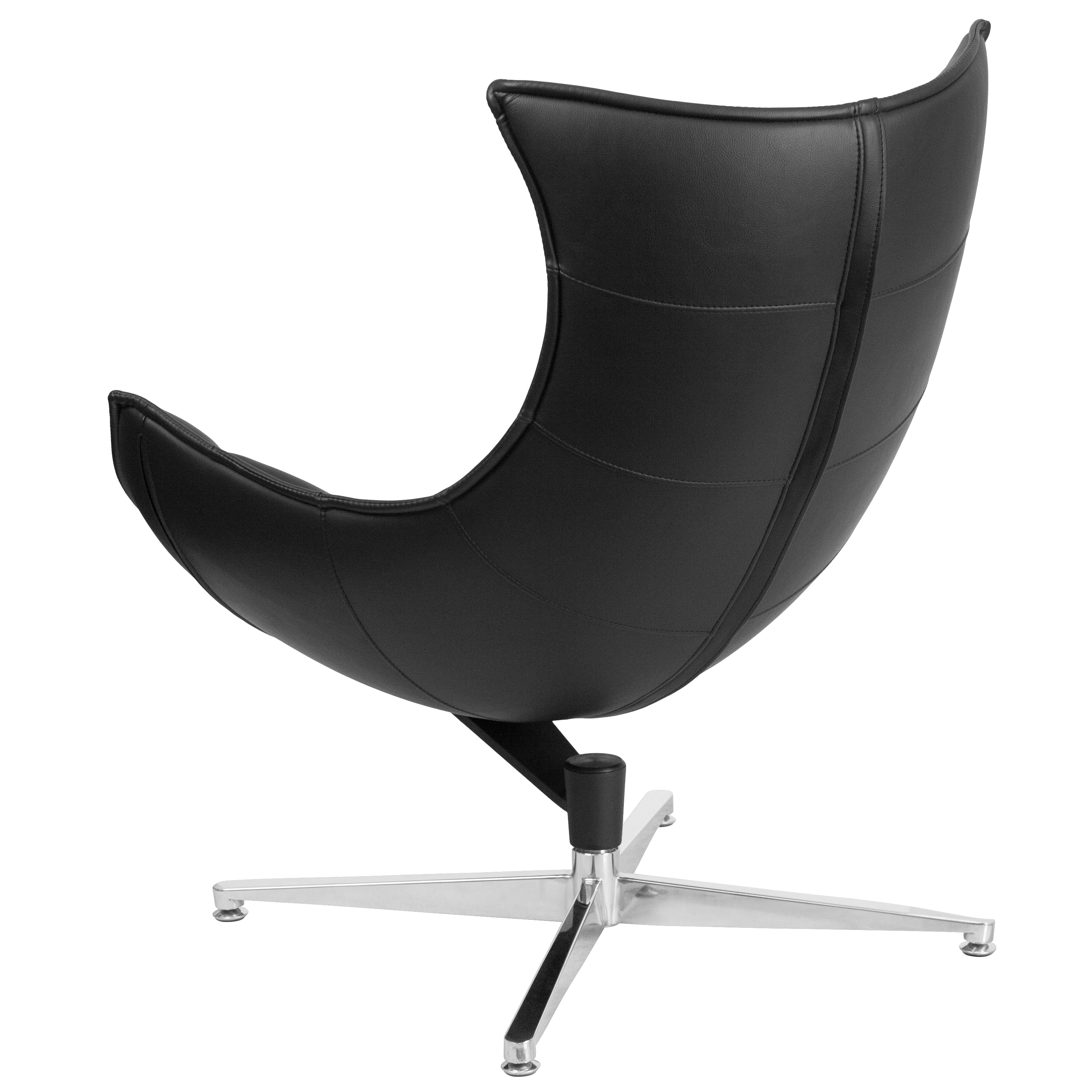 Pasithea Black LeatherSoft Swivel Cocoon Chair