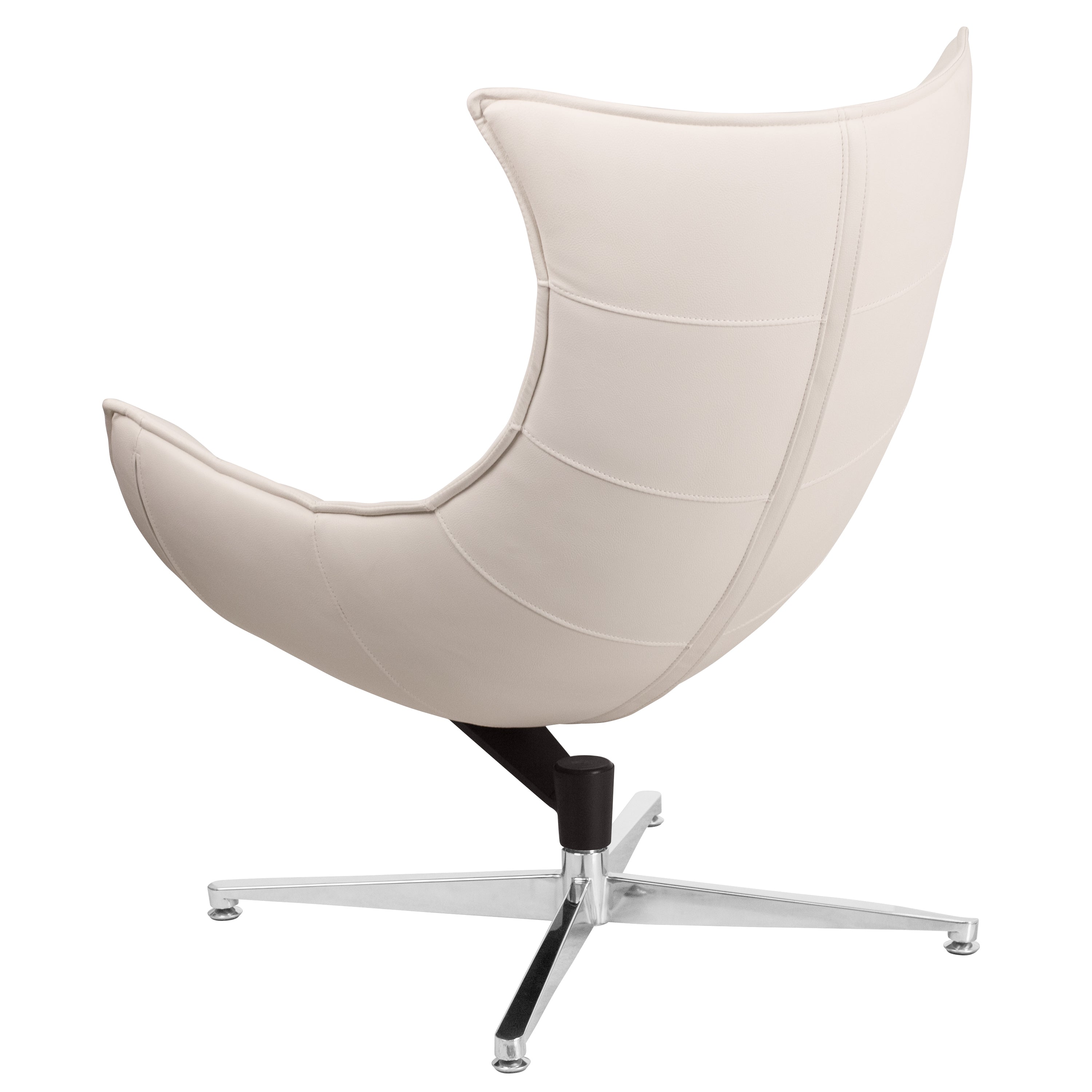 Pasithea Creamy White LeatherSoft Swivel Cocoon Chair