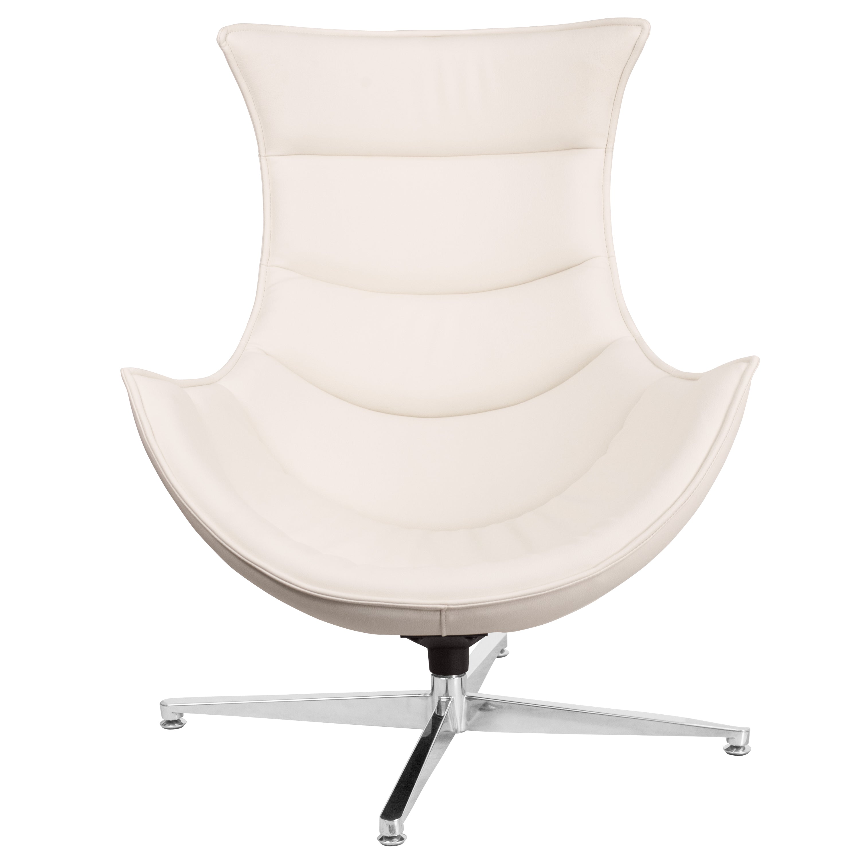 Pasithea Creamy White LeatherSoft Swivel Cocoon Chair
