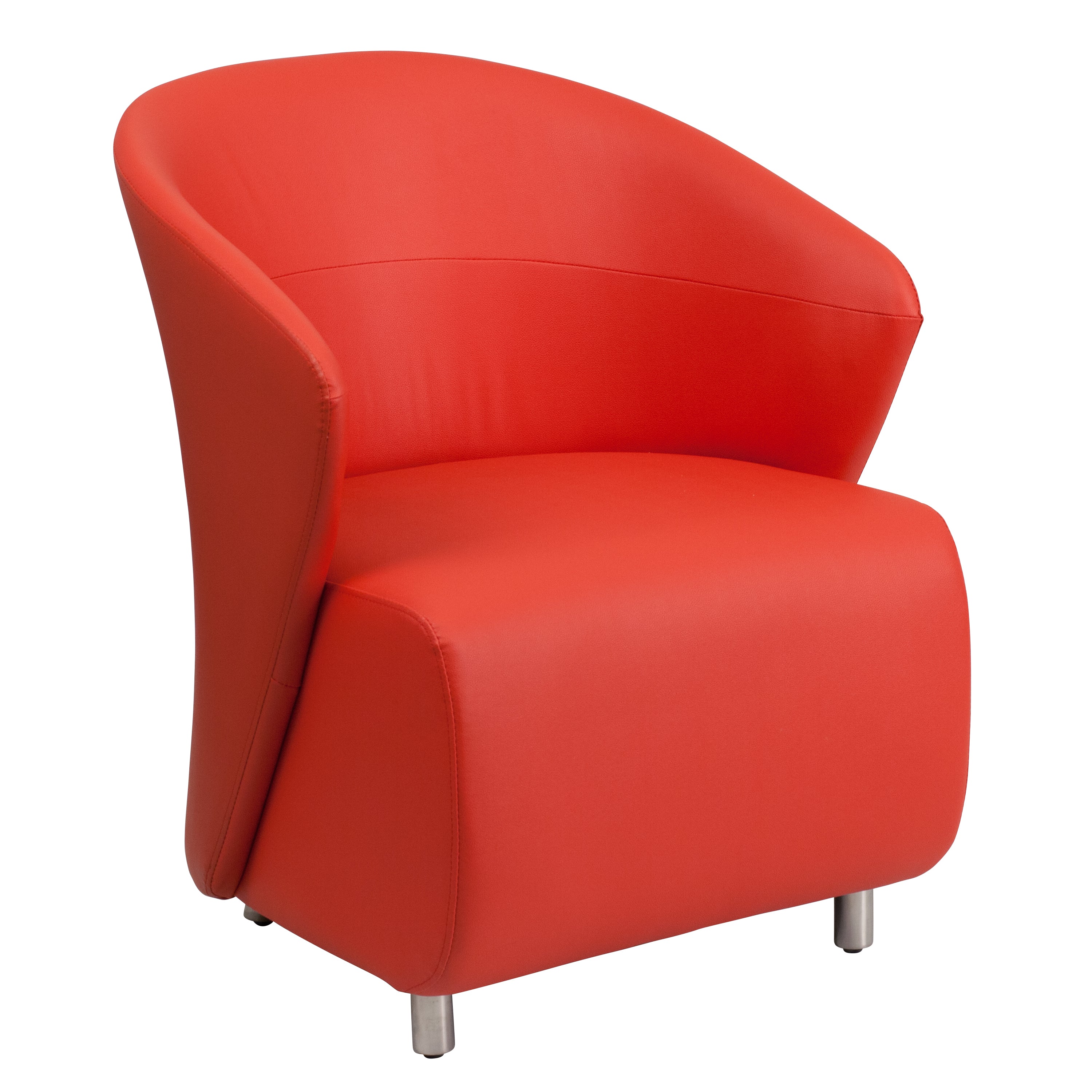 Pasithea Red LeatherSoft Curved Barrel Back Lounge Chair
