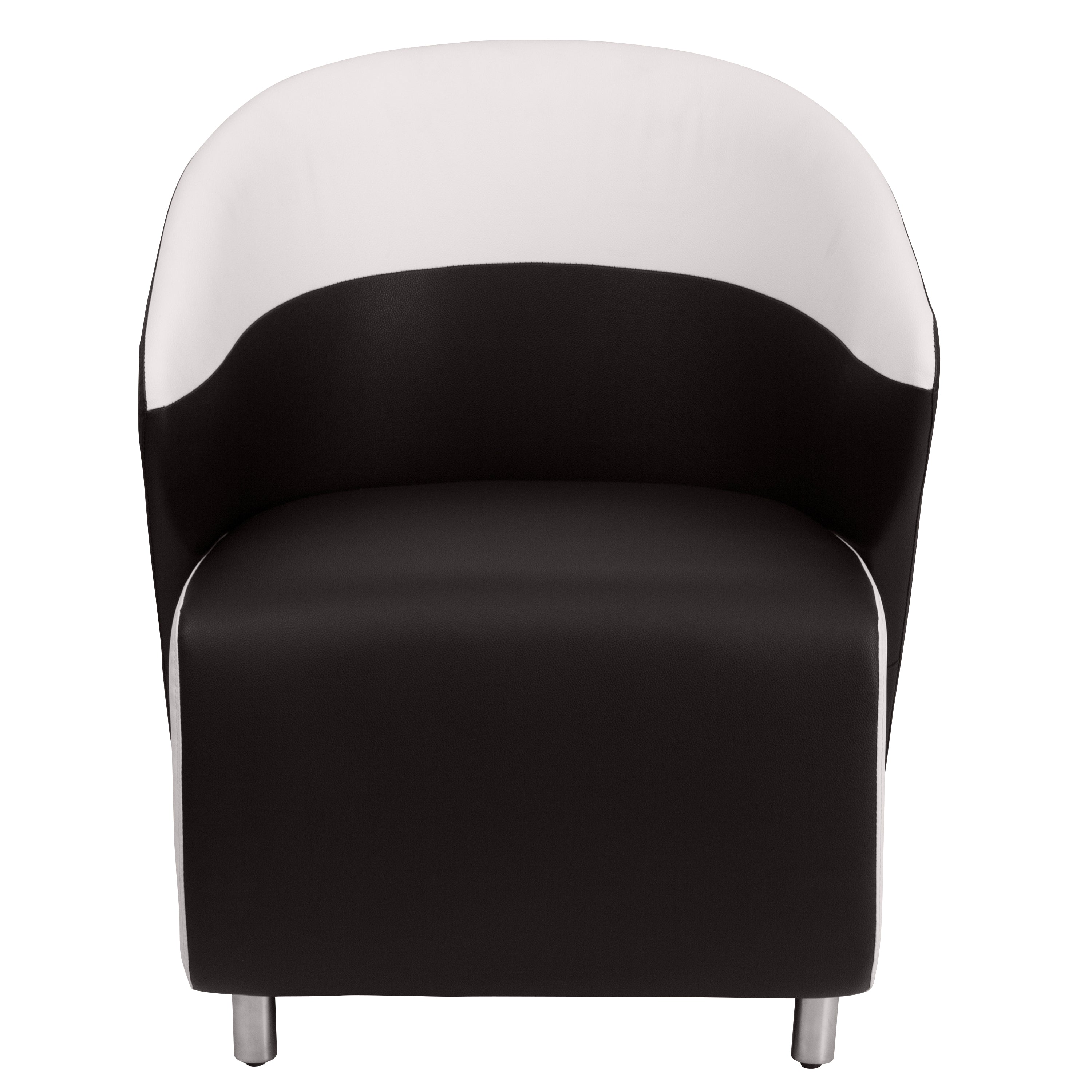 Pasithea Black LeatherSoft Curved Barrel Back Lounge Chair with Melrose White Detailing