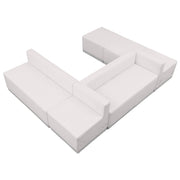 HERCULES Alon Series Melrose White LeatherSoft Reception Configuration, 6 Pieces