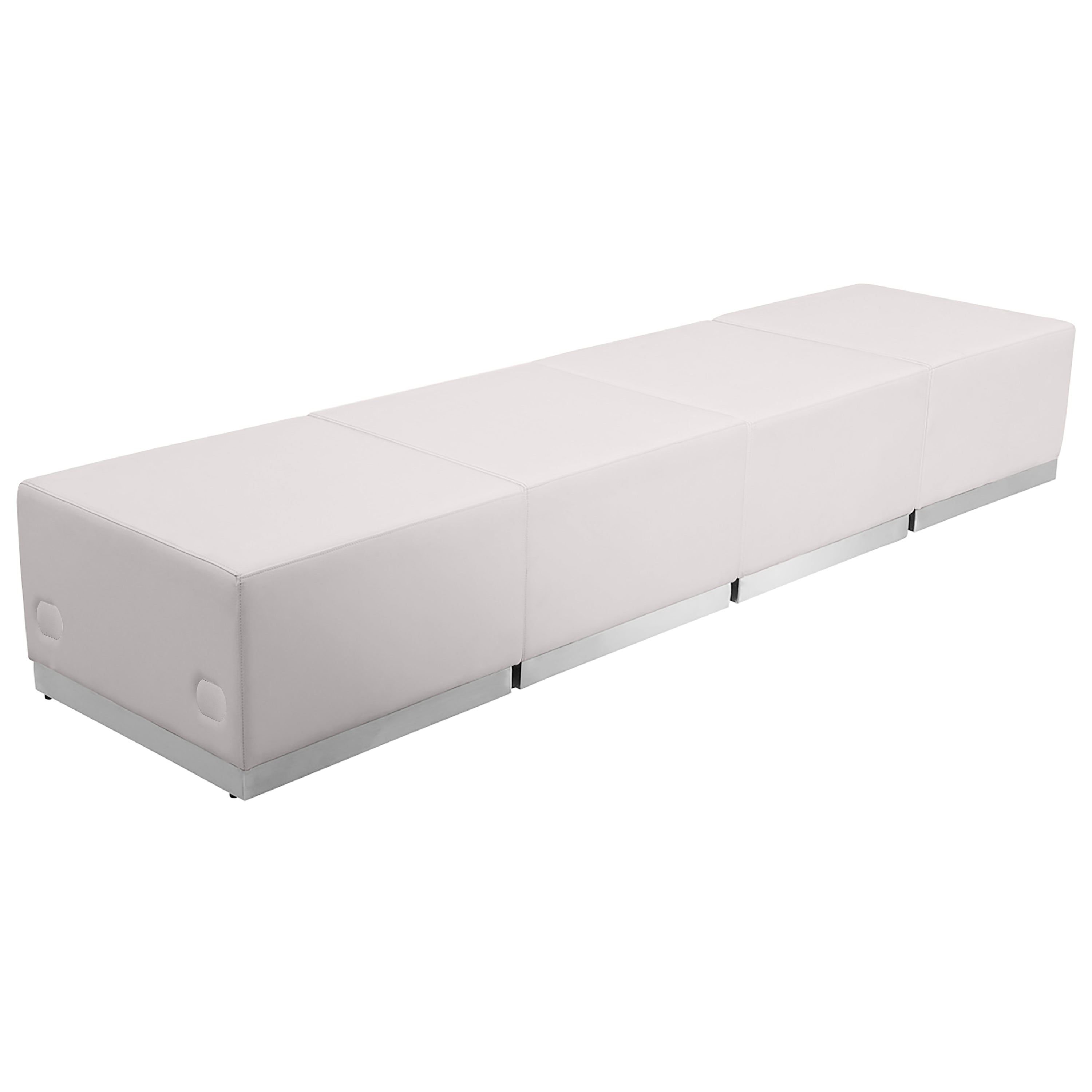 HERCULES Alon Series Melrose White LeatherSoft Reception Configuration, 4 Pieces