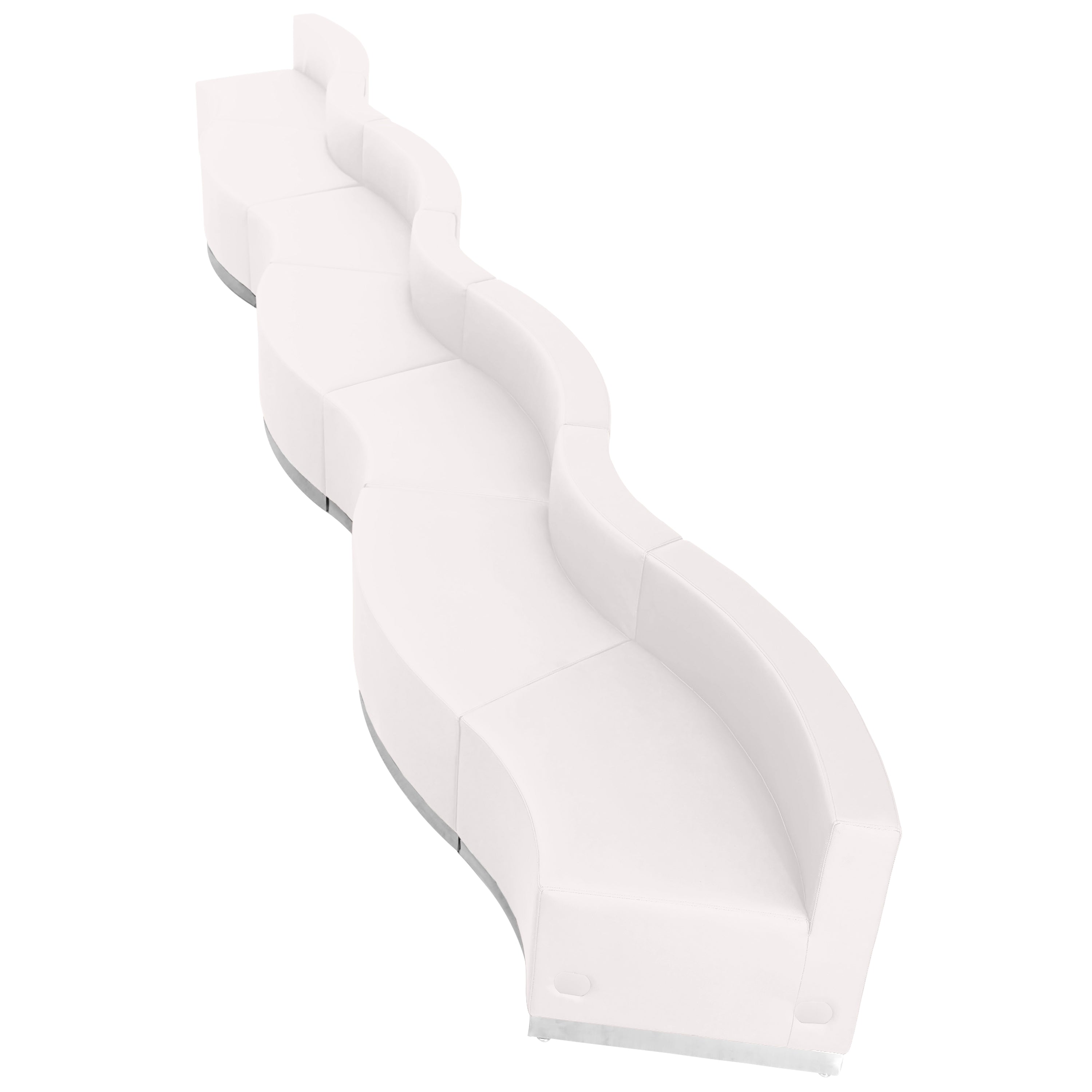 HERCULES Alon Series Melrose White LeatherSoft Reception Configuration, 7 Pieces