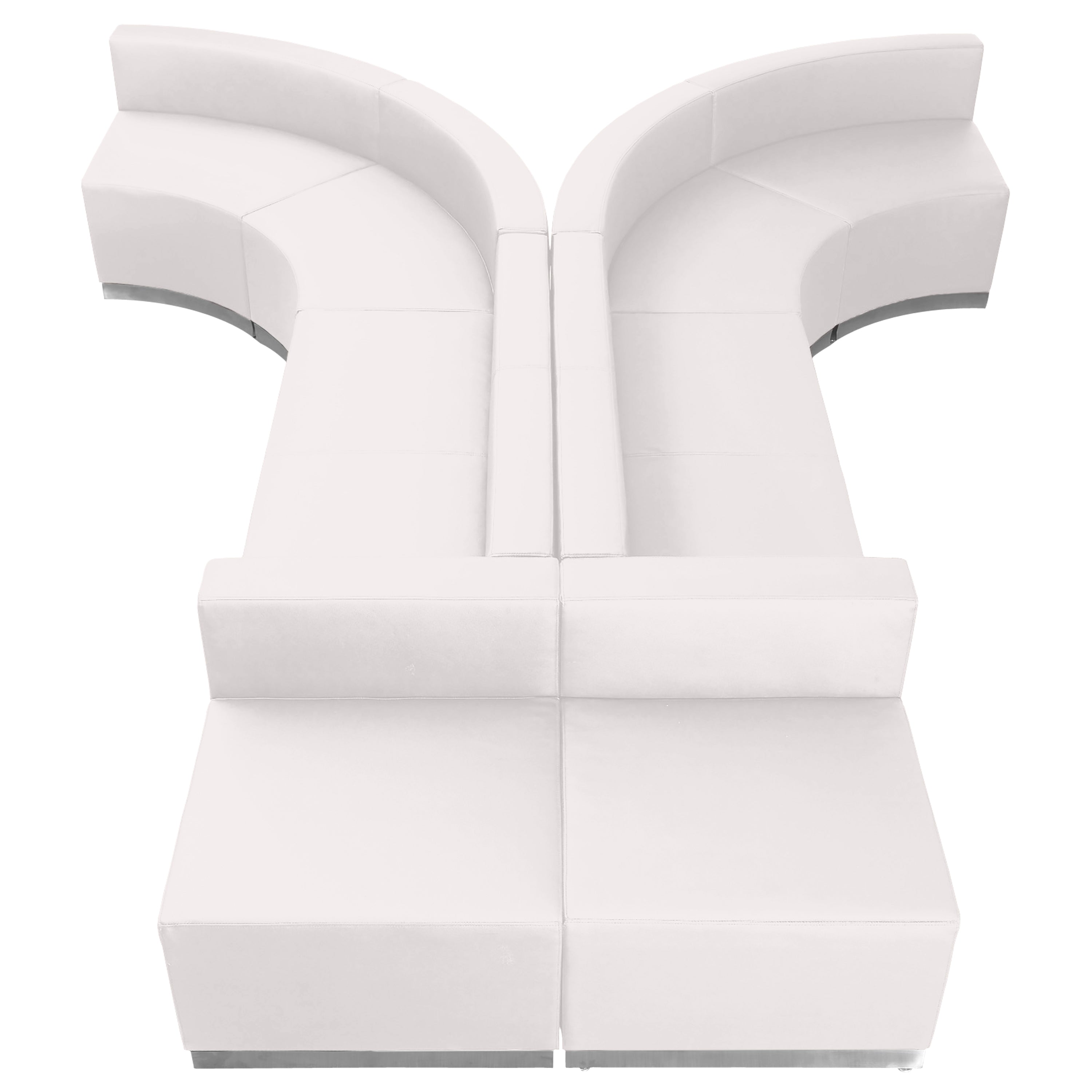 HERCULES Alon Series Melrose White LeatherSoft Reception Configuration, 8 Pieces