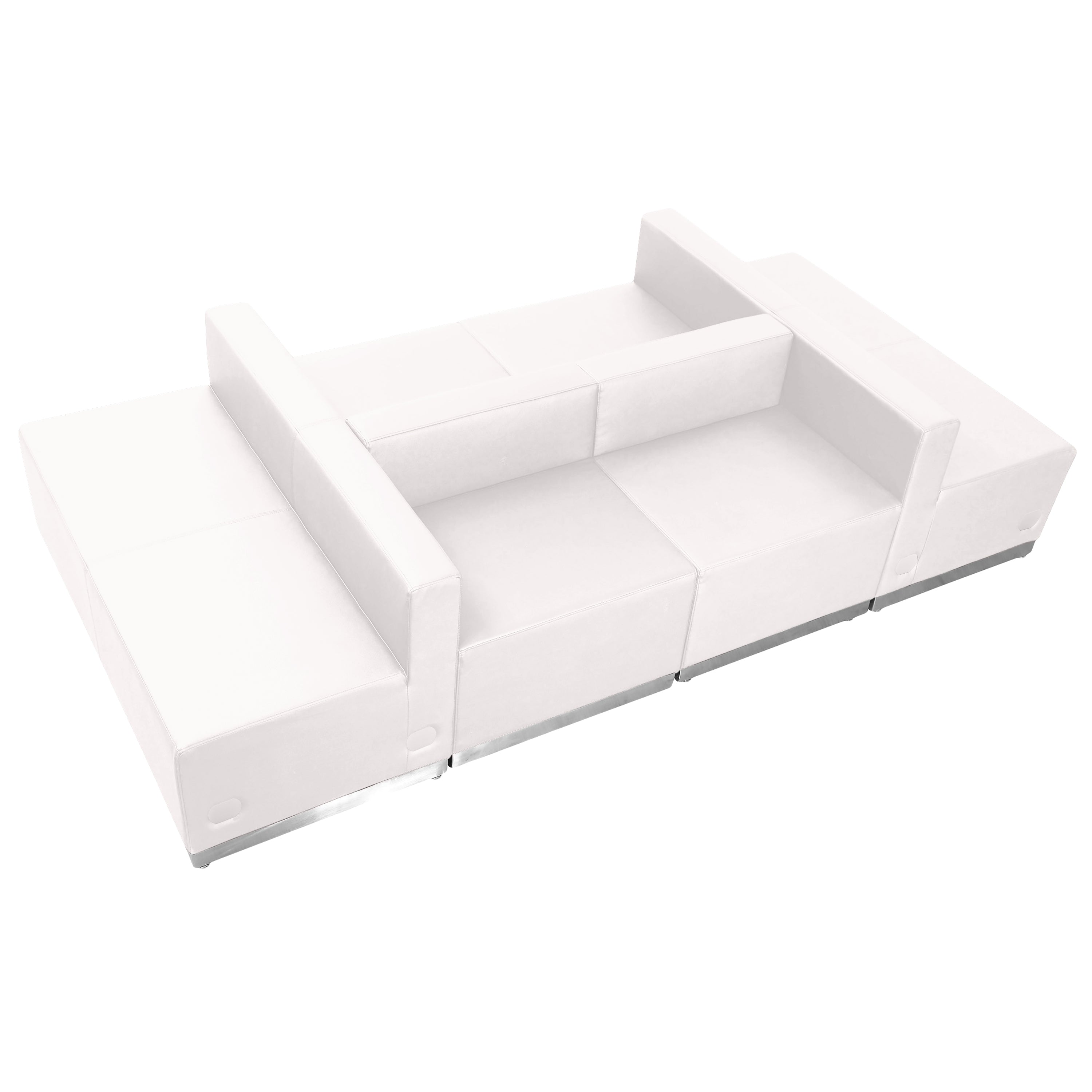 HERCULES Alon Series Melrose White LeatherSoft Reception Configuration, 6 Pieces