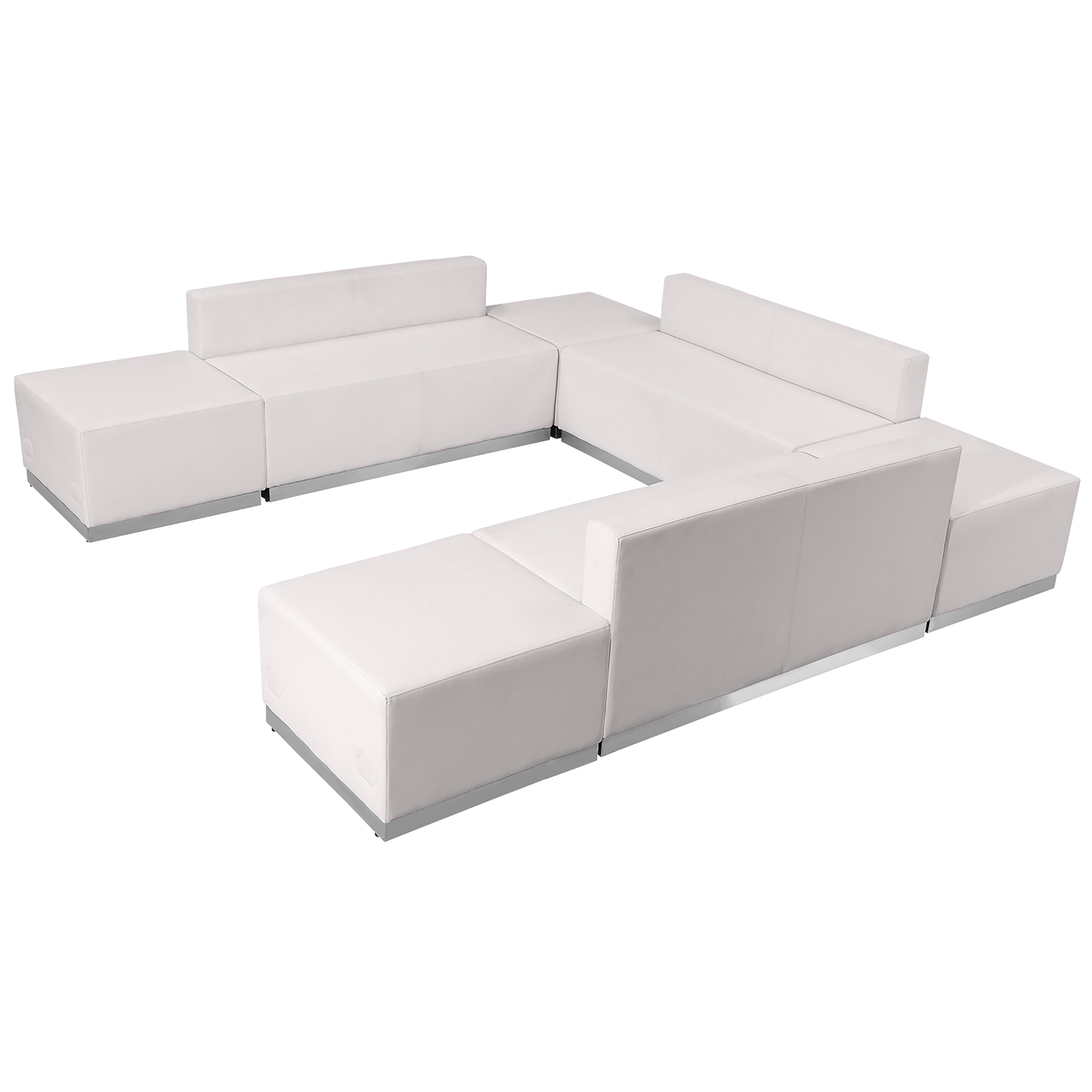 HERCULES Alon Series Melrose White LeatherSoft Reception Configuration, 7 Pieces