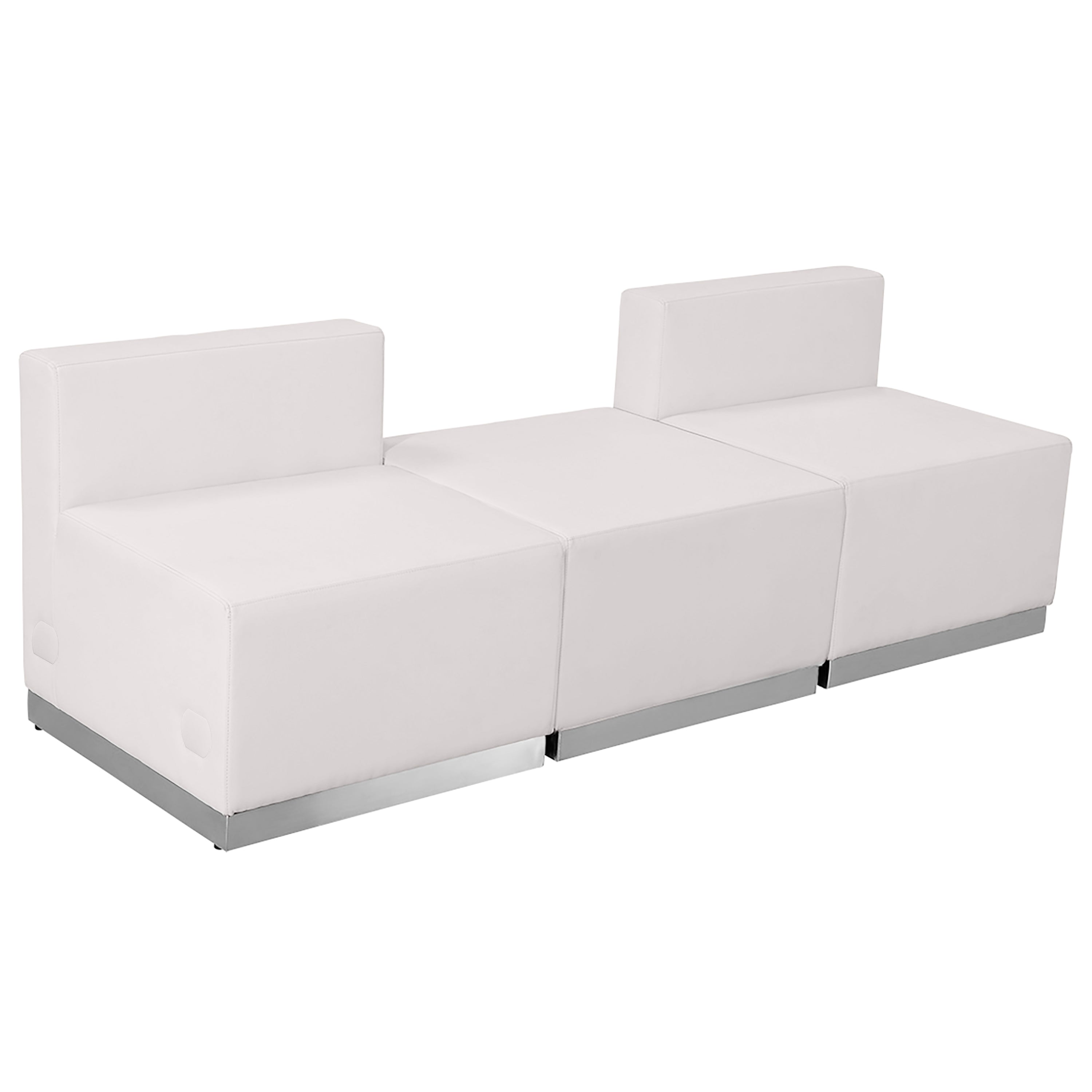HERCULES Alon Series Melrose White LeatherSoft Reception Configuration, 3 Pieces