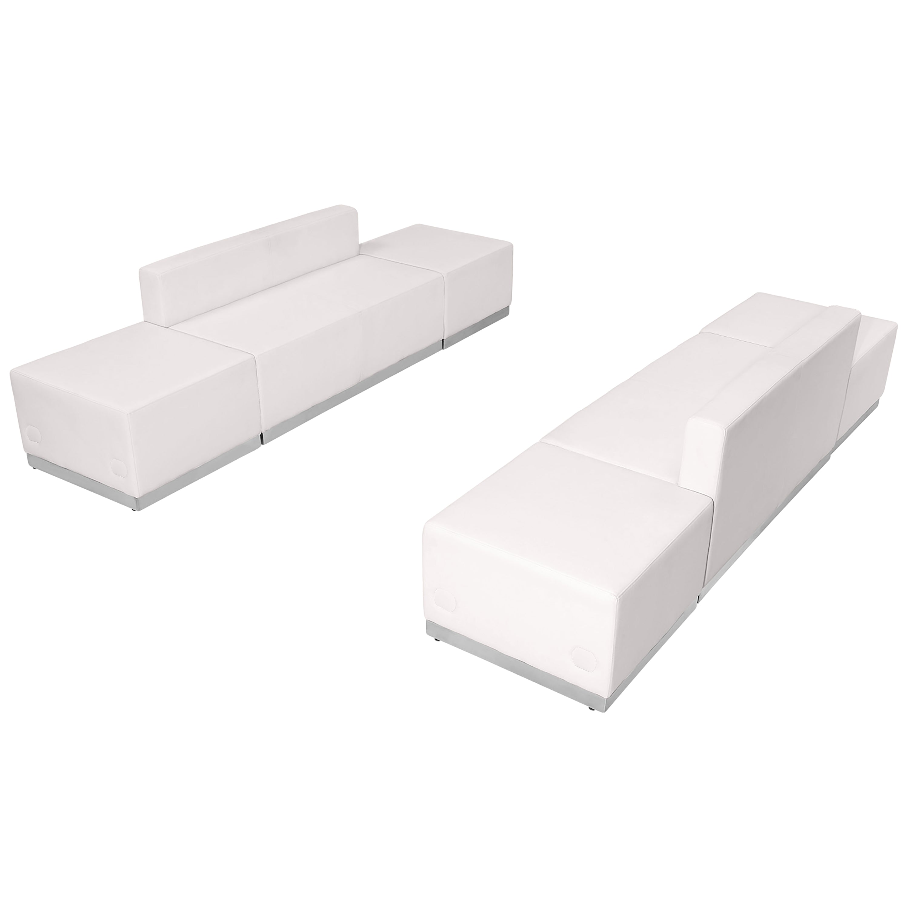HERCULES Alon Series Melrose White LeatherSoft Reception Configuration, 6 Pieces