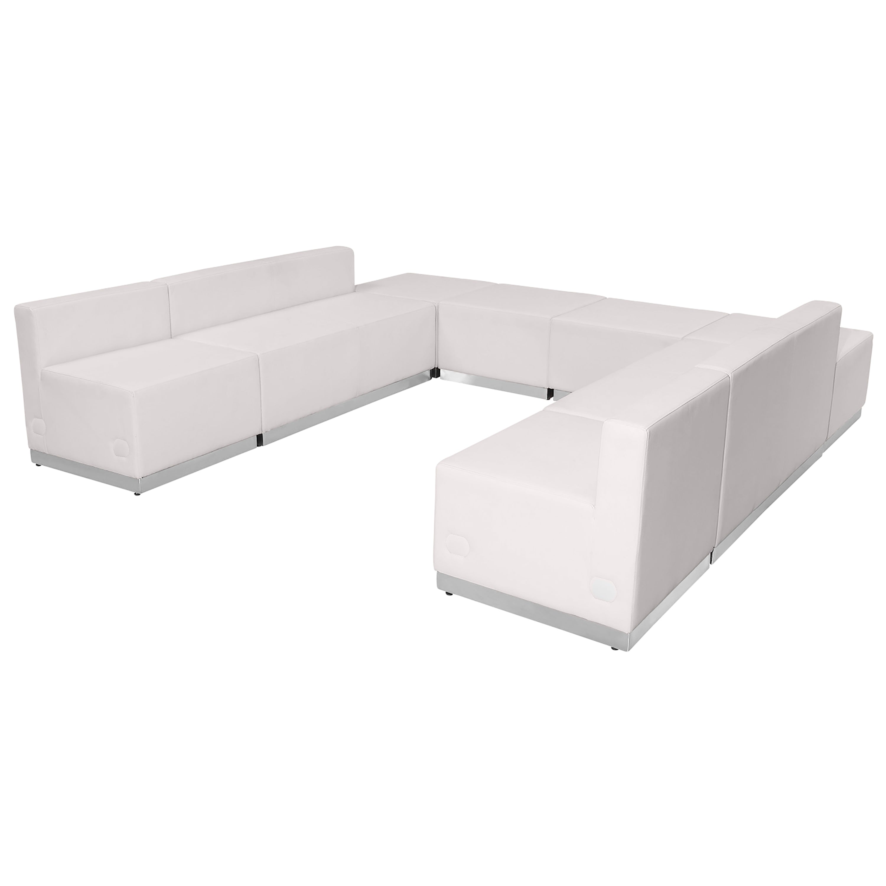 HERCULES Alon Series Melrose White LeatherSoft Reception Configuration, 8 Pieces
