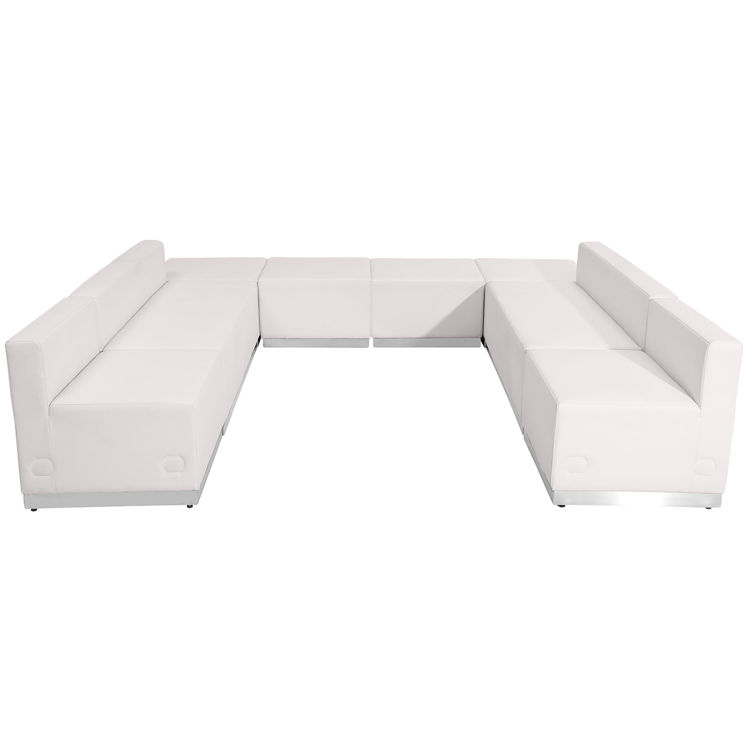 HERCULES Alon Series Melrose White LeatherSoft Reception Configuration, 8 Pieces