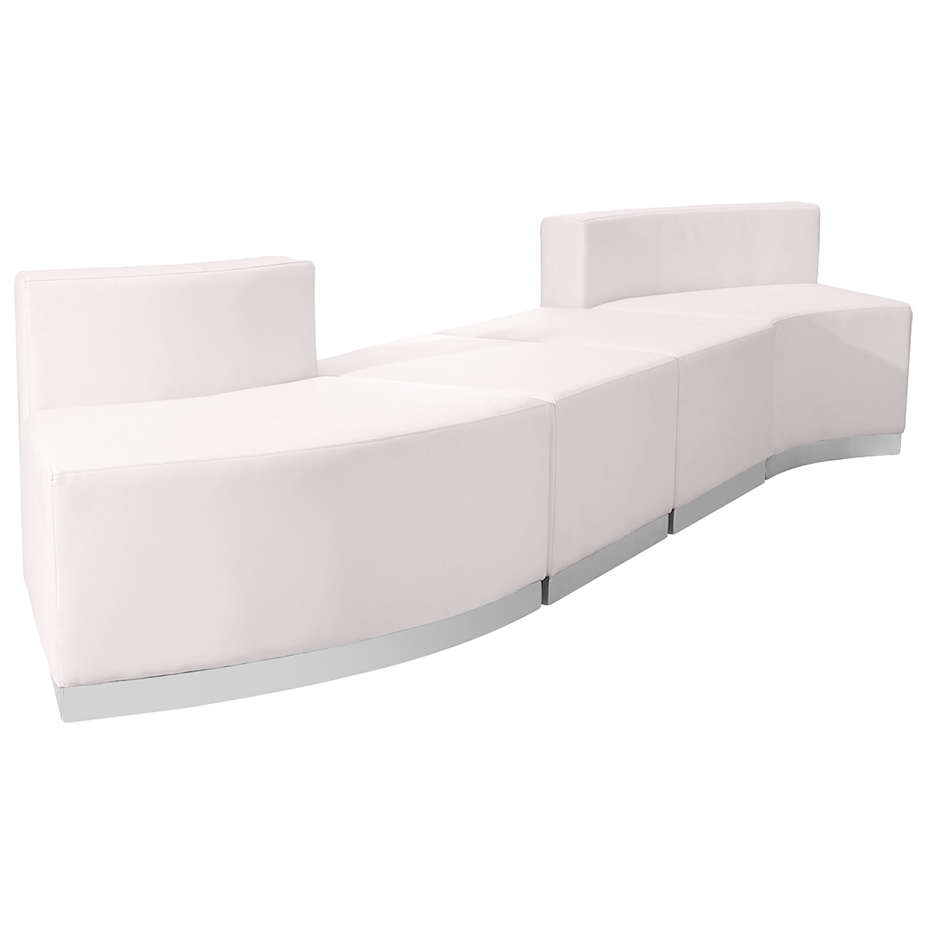 HERCULES Alon Series Melrose White LeatherSoft Reception Configuration, 4 Pieces
