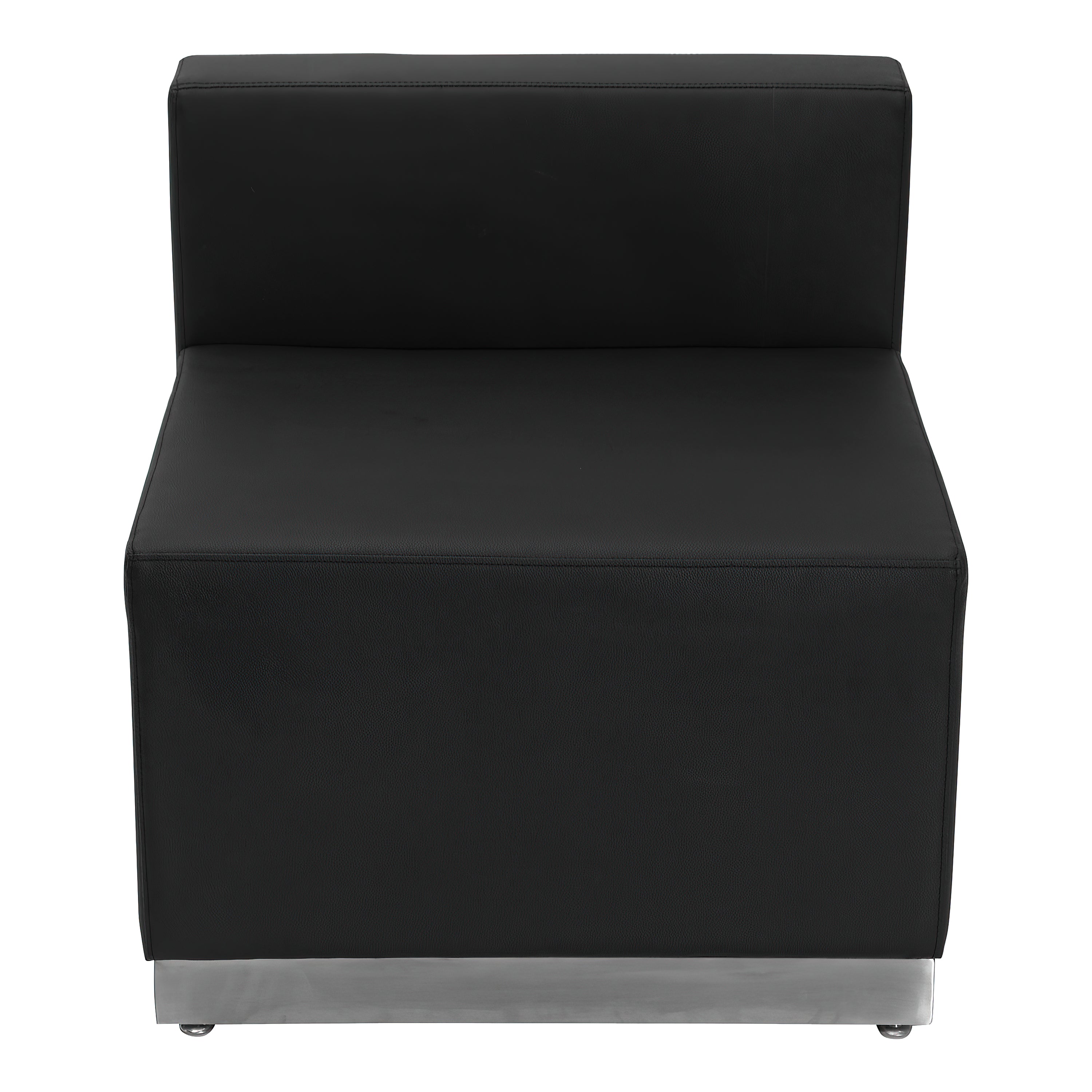 HERCULES Alon Series Black LeatherSoft Chair with Brushed Stainless Steel Base
